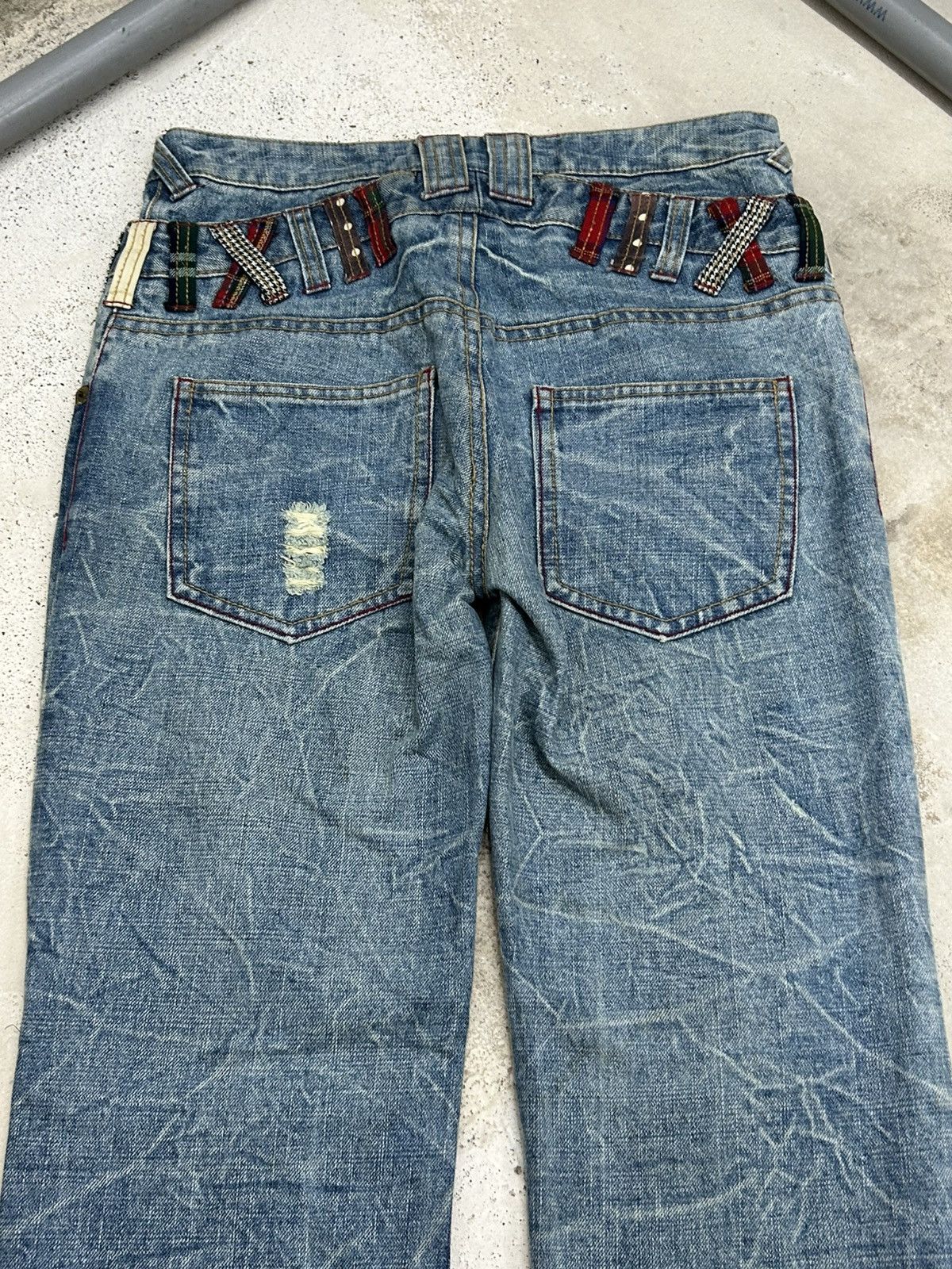 Hysteric Glamour Wave List Double Japan Waist Clawn Marks Cracked Washed Size US 31 - 15 Thumbnail