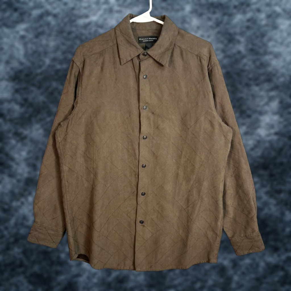 Vintage Crazy Horse Nike Shirt Mens Medium Brown Quilted Long Sleeve Button-Up Shirt Size US M / EU 48-50 / 2 - 1 Thumbnail