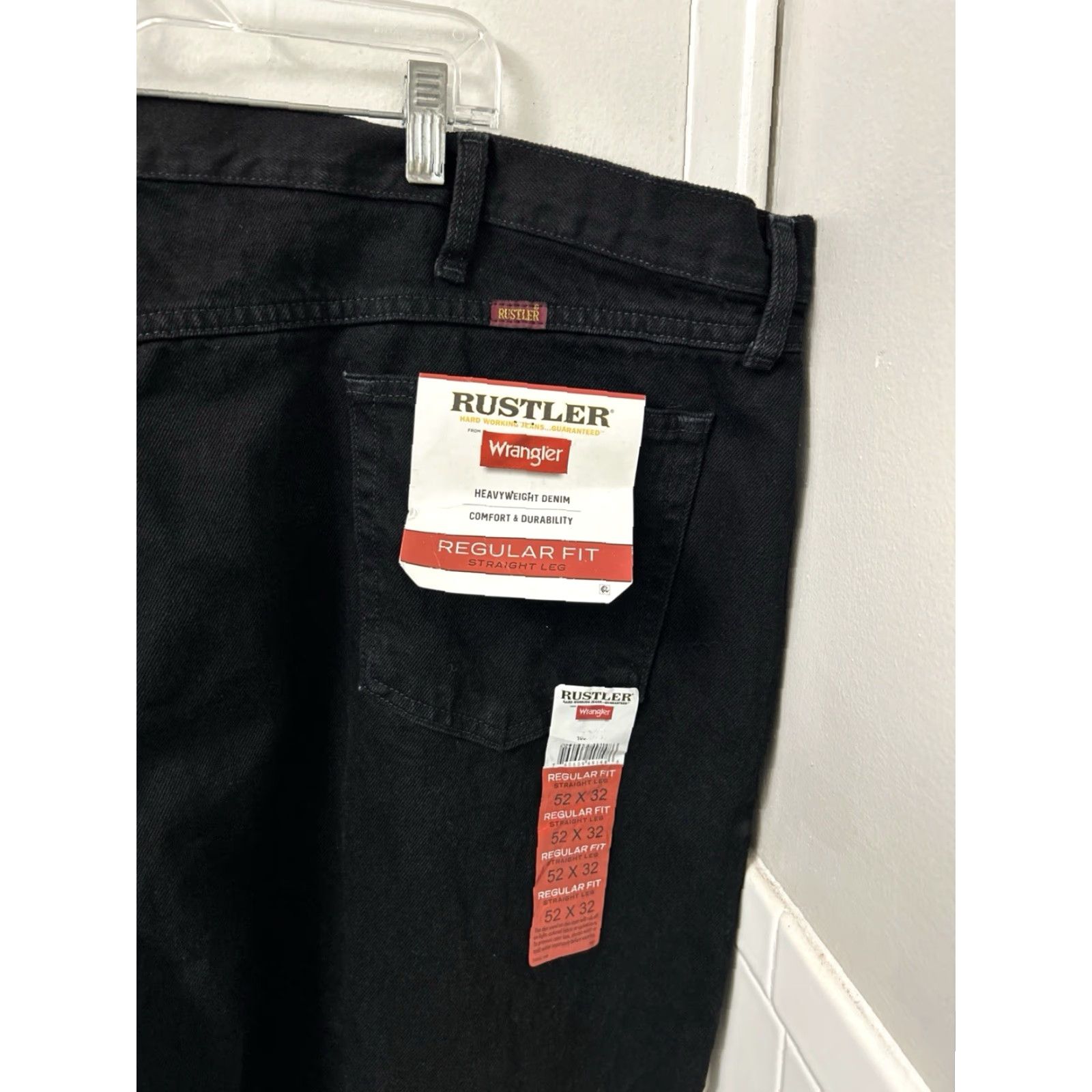 Wrangler Rustler Wrangler Jeans Mens Size 52x32 Black Straight Leg Heavyweight Denim NWT Regular Fit 5-Pocket Zipper Fly YKK Cowboy Vintage: No Size US 36 / EU 52 - 4 Thumbnail