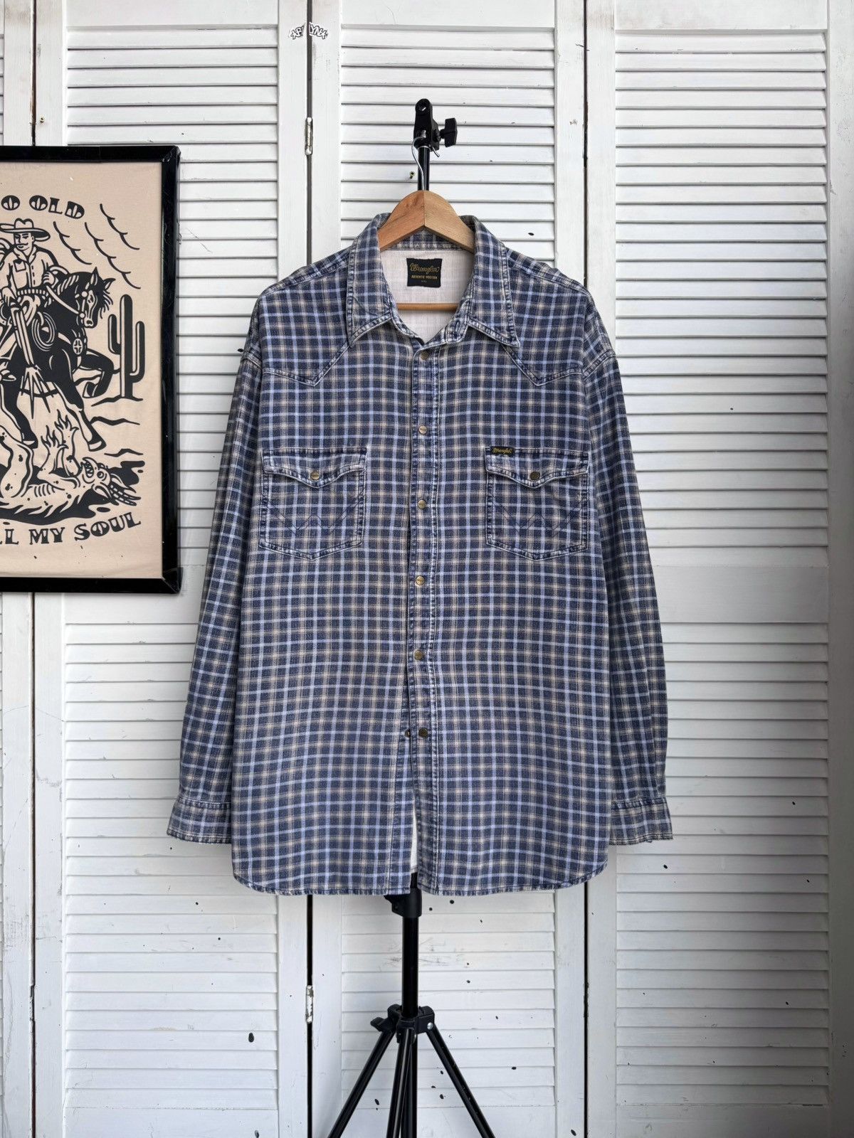 Wrangler Vintage Wrangler Western Plaid Flannel Snap Button Shirt Size US XL / EU 56 / 4 - 1 Thumbnail
