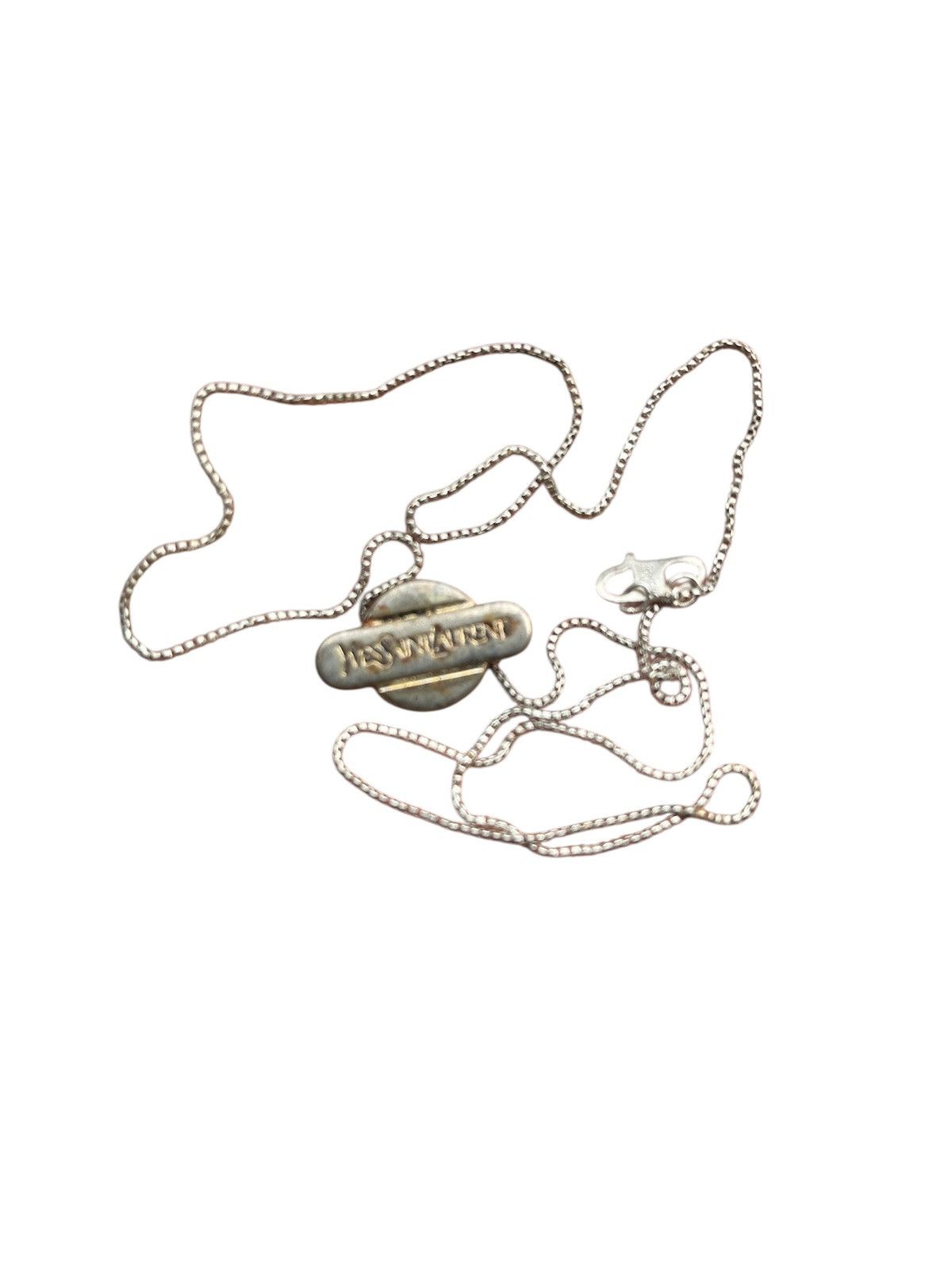 Yves Saint Laurent RARE Vintage YSL Yves Saint Laurent Logo Charm Necklace Size ONE SIZE - 3 Thumbnail