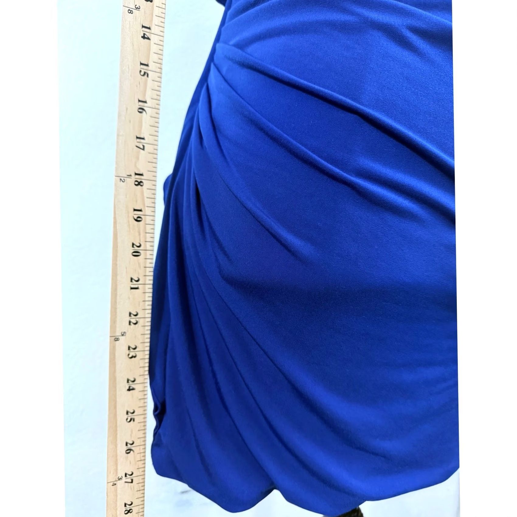 Express Express Blue Solid Knit One Shoulder Dress Short Sleeveless Women Size XS Size 26" / US 2 / IT 38 - 6 Thumbnail
