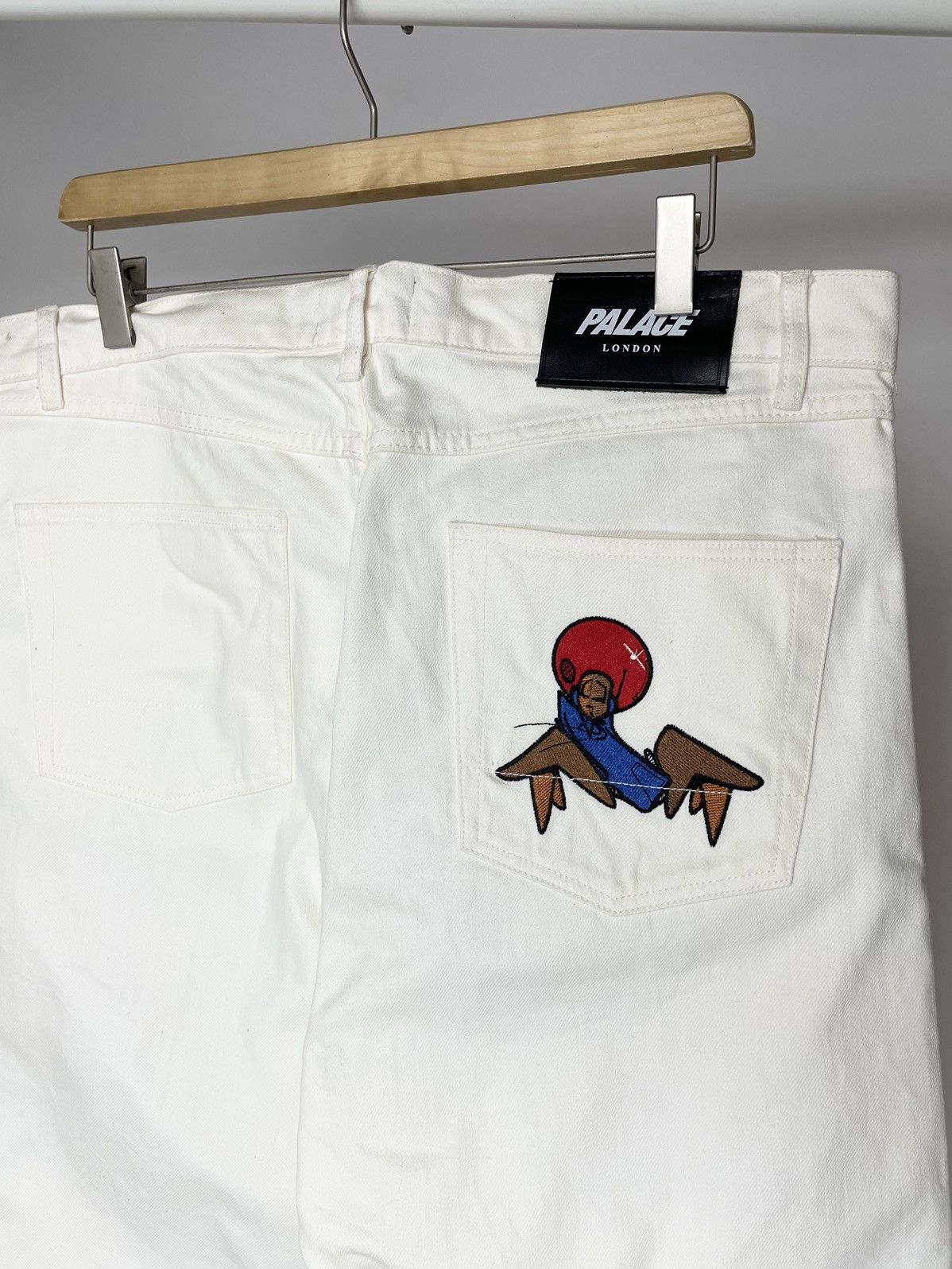 Palace Palace x Zomby DJ Graphic Printed Jeans Supreme White Pants Size US 34 / EU 50 - 2 Thumbnail
