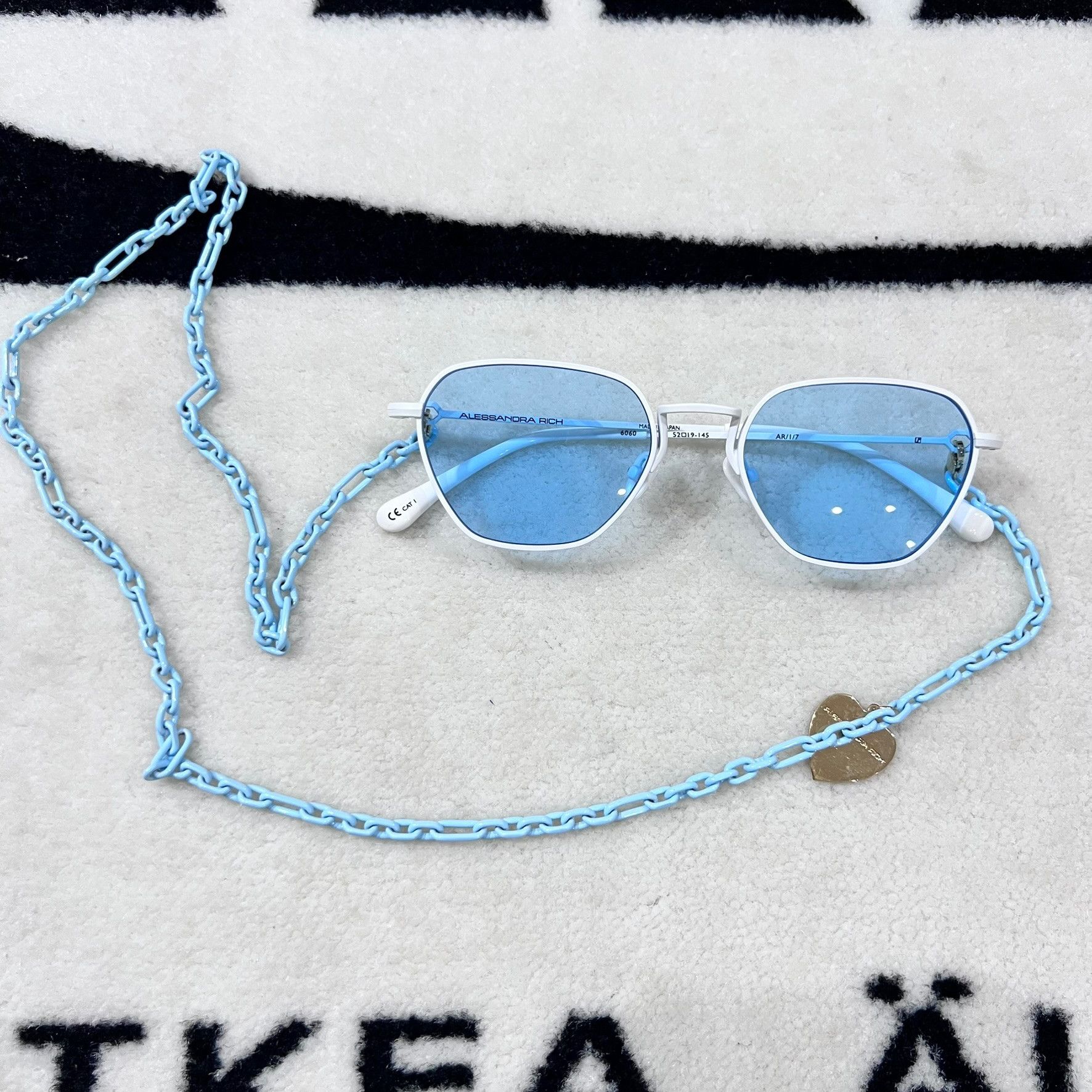 Linda Farrow Alessandra Rich Linda Farrow Heart Chain Blue Sunglasses Size ONE SIZE - 2 Thumbnail