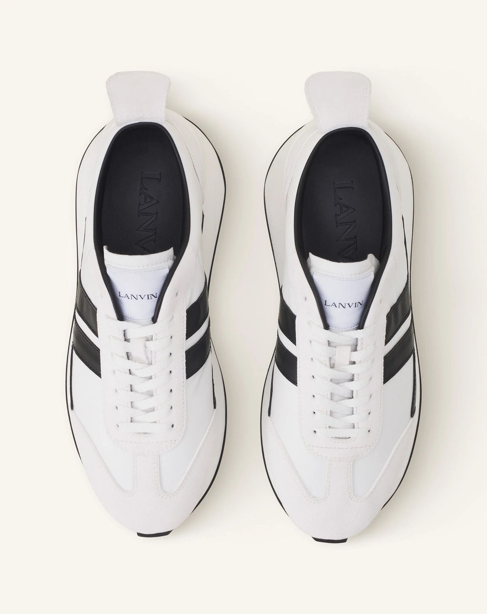 Lanvin os11x0526 Bumpr Nylon and Suede Sneakers in White/Black Size US 7 / IT 37 - 4 Thumbnail
