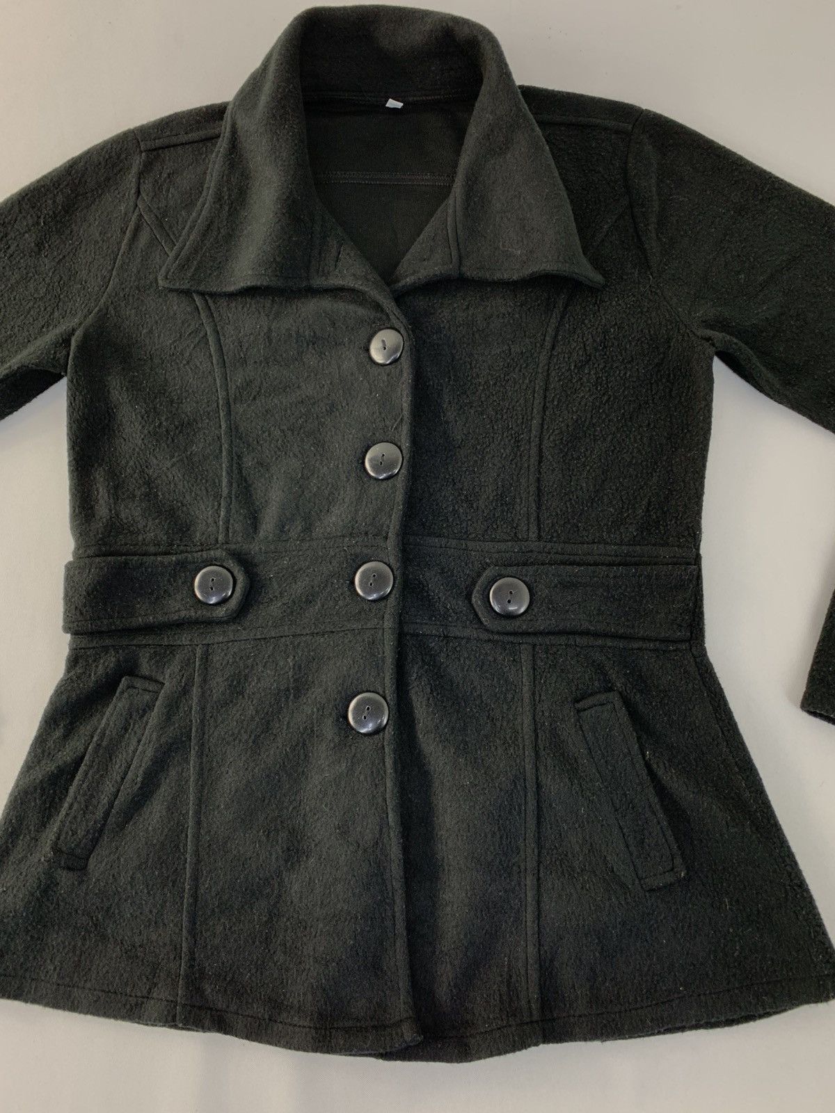 Kansai Yamamoto 90s Japanese Brand Peacoat Full Button Pocket Fleece Jacket Size S / US 4 / IT 40 - 3 Thumbnail