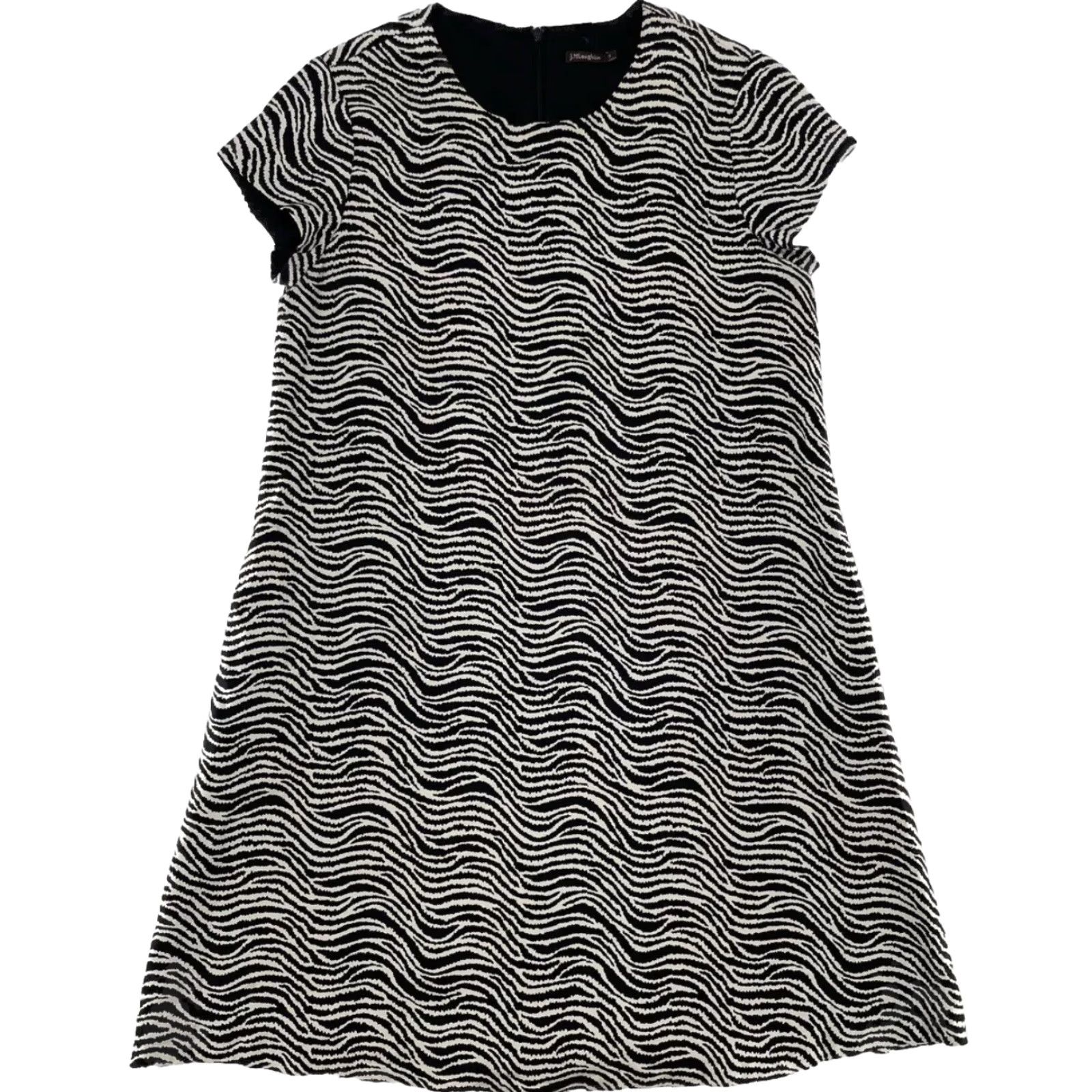 J.McLaughlin J.McLaughlin Dress Women Silk Zebra Print A-Line Knee Length Short Sleeve Black Size Small 8 Satin Lined Vintage No N/A Size M / US 6-8 / IT 42-44 - 3 Thumbnail