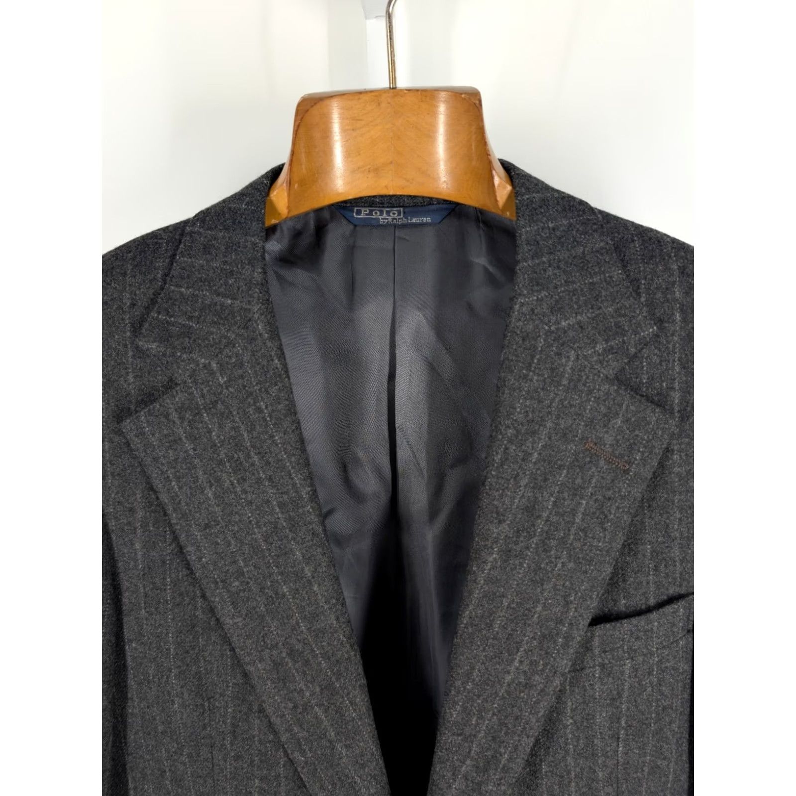 Ralph Lauren VINTAGE Polo Ralph Lauren Blazer Jacket Wool Tweed Pinstripe 39R Gray Charcoal Men Regular 80s 90s USA Unionmade Size US L / EU 52-54 / 3 - 6 Thumbnail