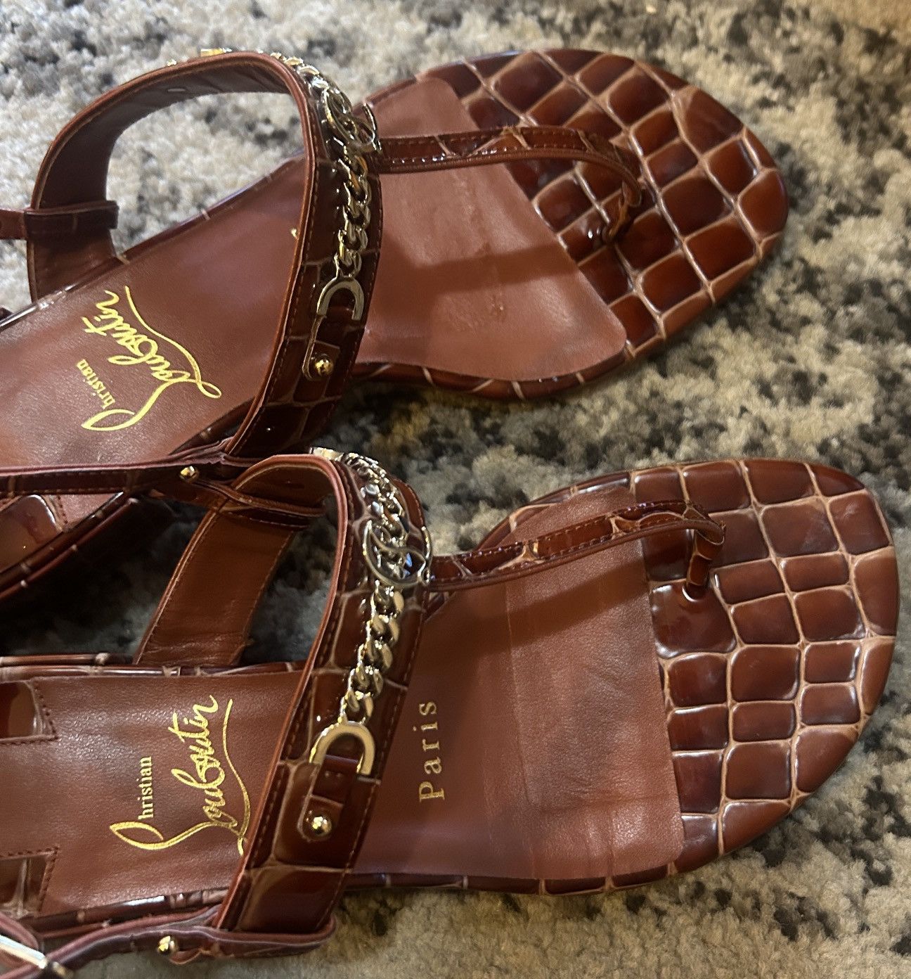 Christian Louboutin CHRISTIAN LOUBOUTIN MJ embellished croc-effect Sandal Size US 5 / IT 35 - 2 Thumbnail