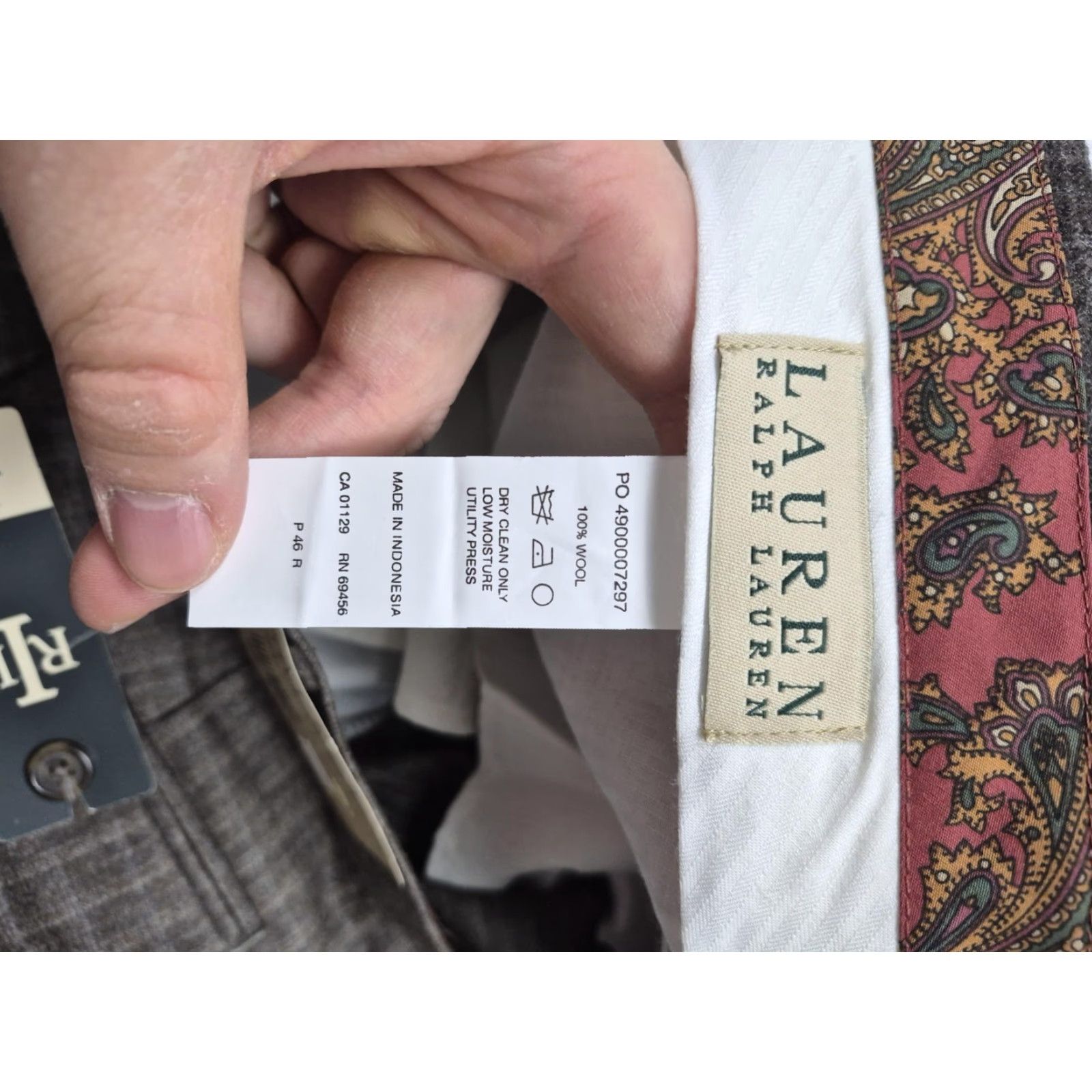 Ralph Lauren VTG Ralph Lauren Dress Pants Mens 46x36 Brown Wool Flat Front Check NWT Unhemmed Size US 30 / EU 46 - 3 Thumbnail