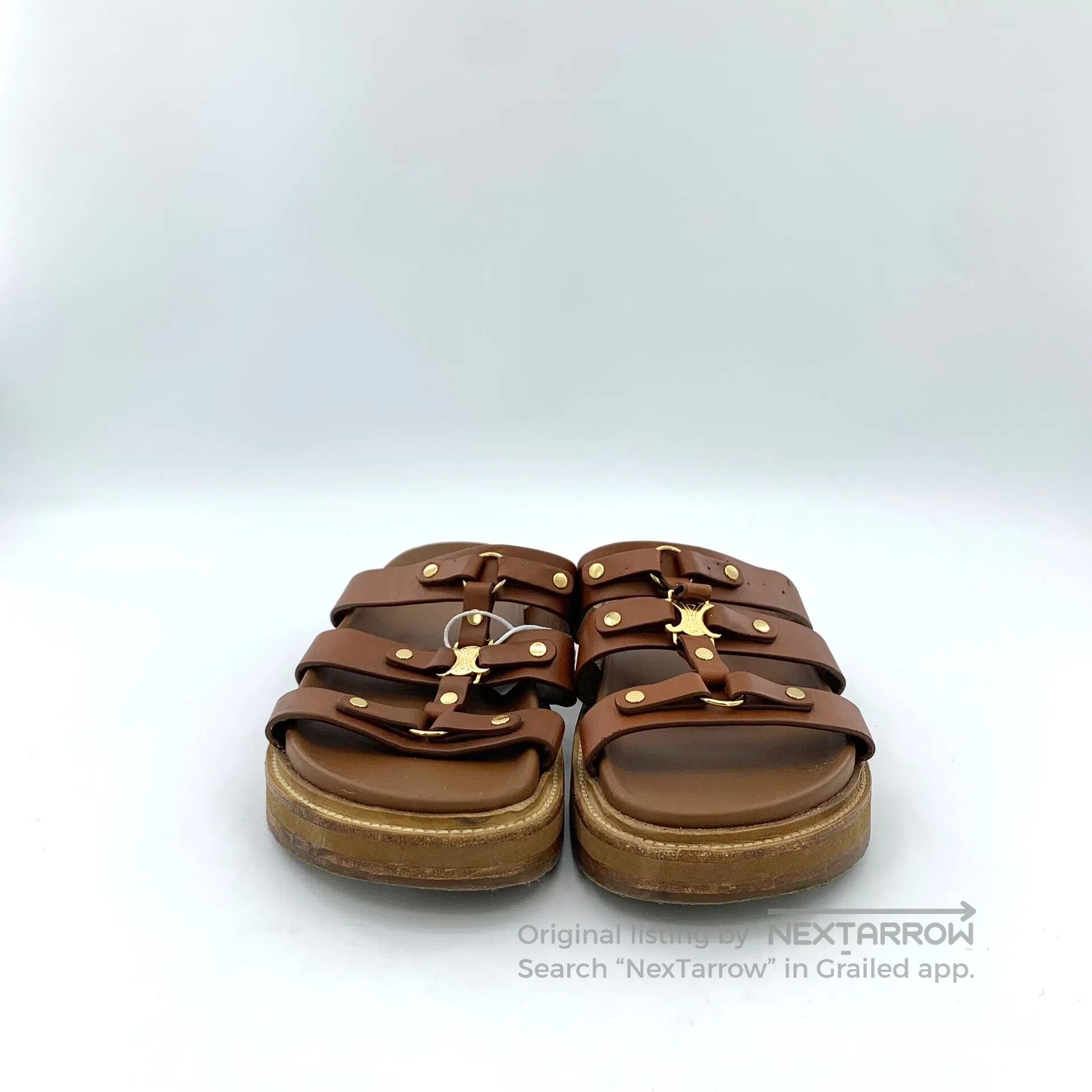 Celine CELINE Dark Brown Leather Triumph Arch Buckle Casual Flat Size US 8.5 / IT 38.5 - 3 Thumbnail