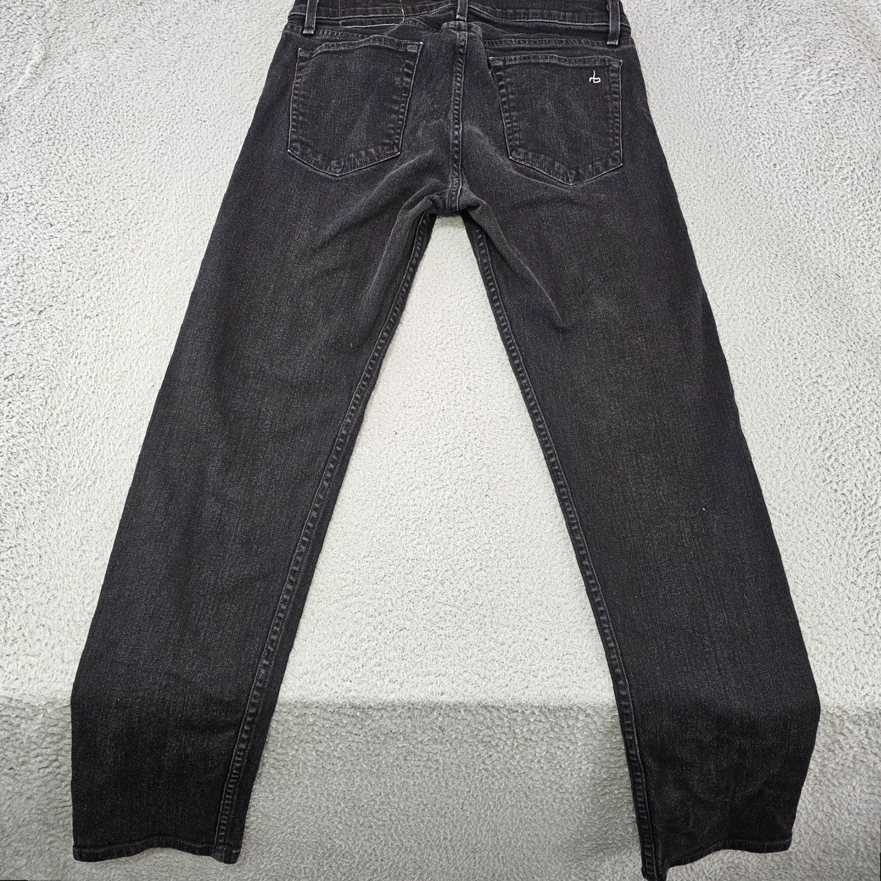 Rag & Bone Rag & Bone Jeans Mens 31x29 Black Skinny Leg Button Fly Stretch Denim Leather Logo 5-Pocket Mens Jeans Black Size US 31 - 7 Thumbnail