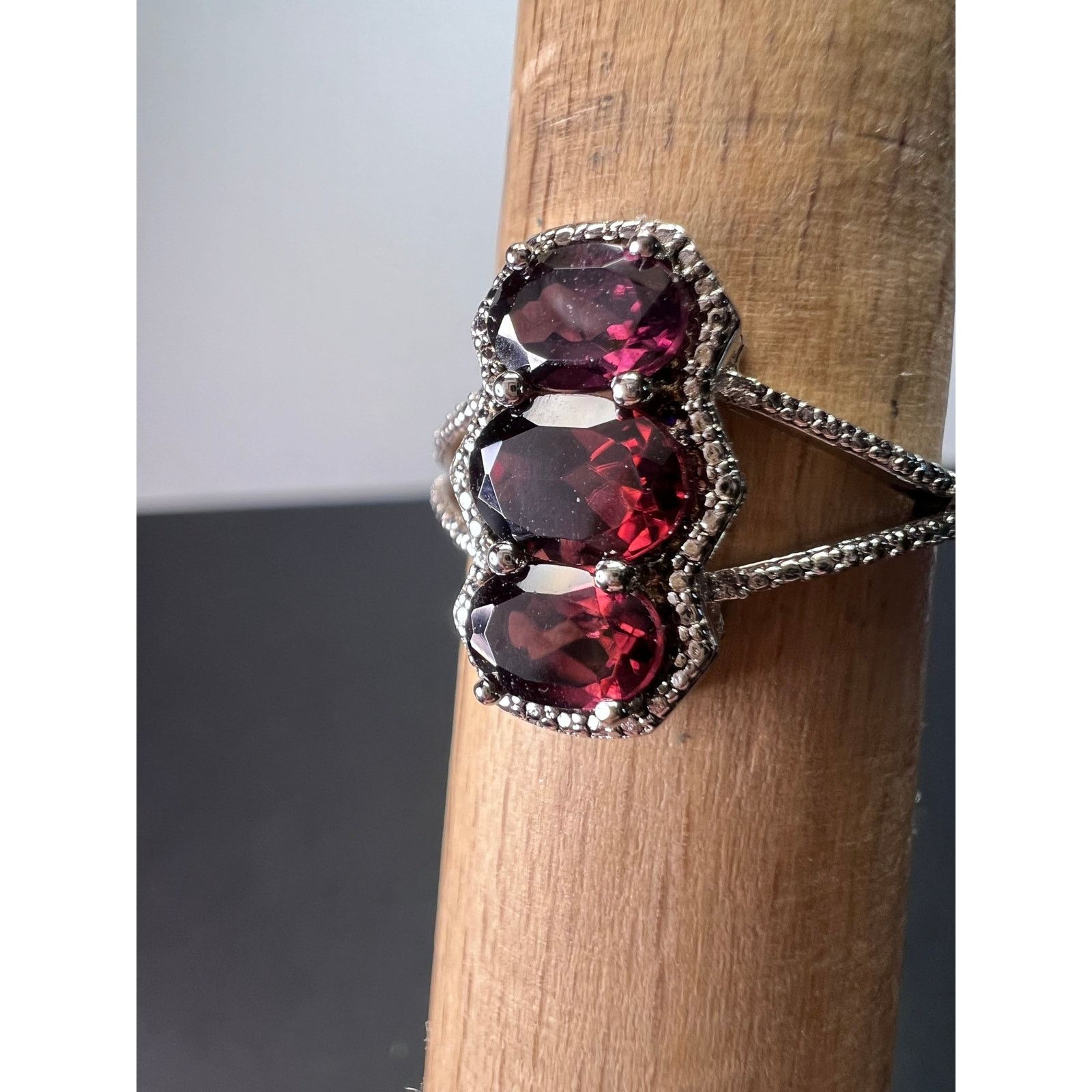 Other Red zircon 3 stone sterling silver ring size 9 Size ONE SIZE - 1 Thumbnail