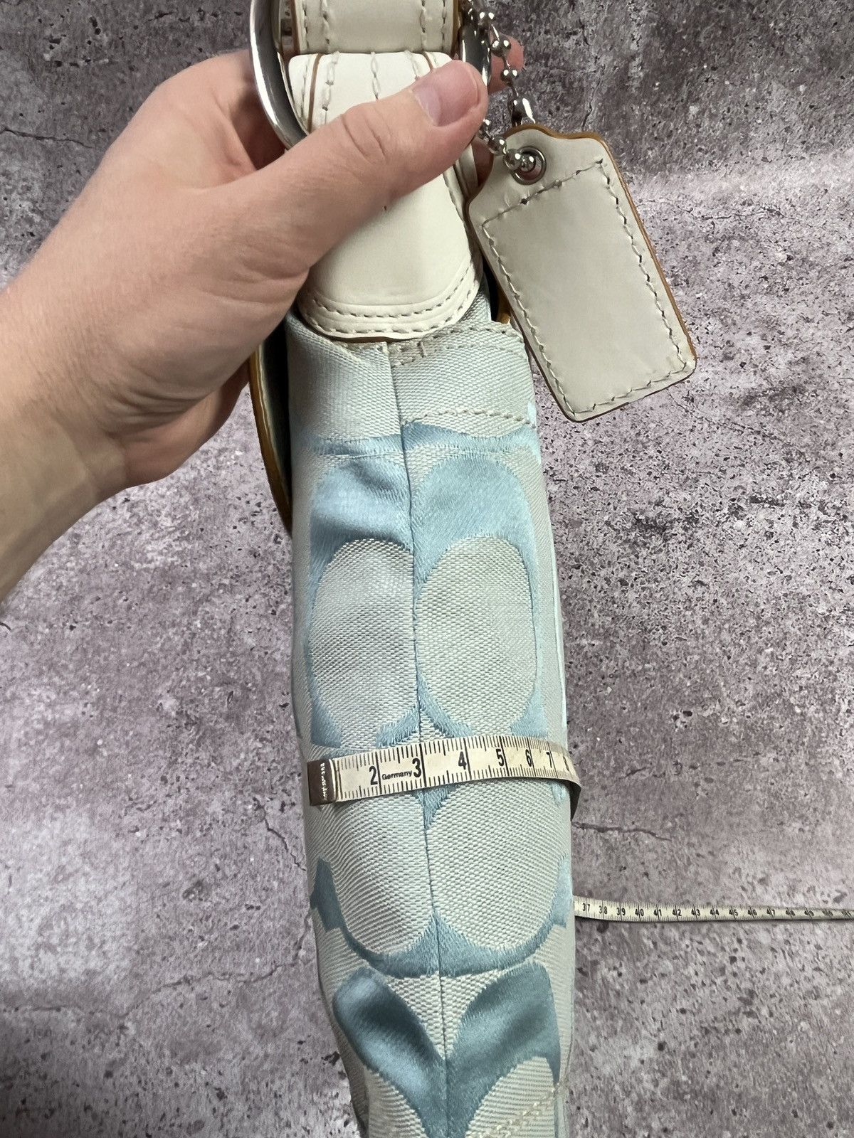 Coach Coach Blue Canvas Shoulder Bag Y2K Vintage Leather Trim Size ONE SIZE - 17 Thumbnail