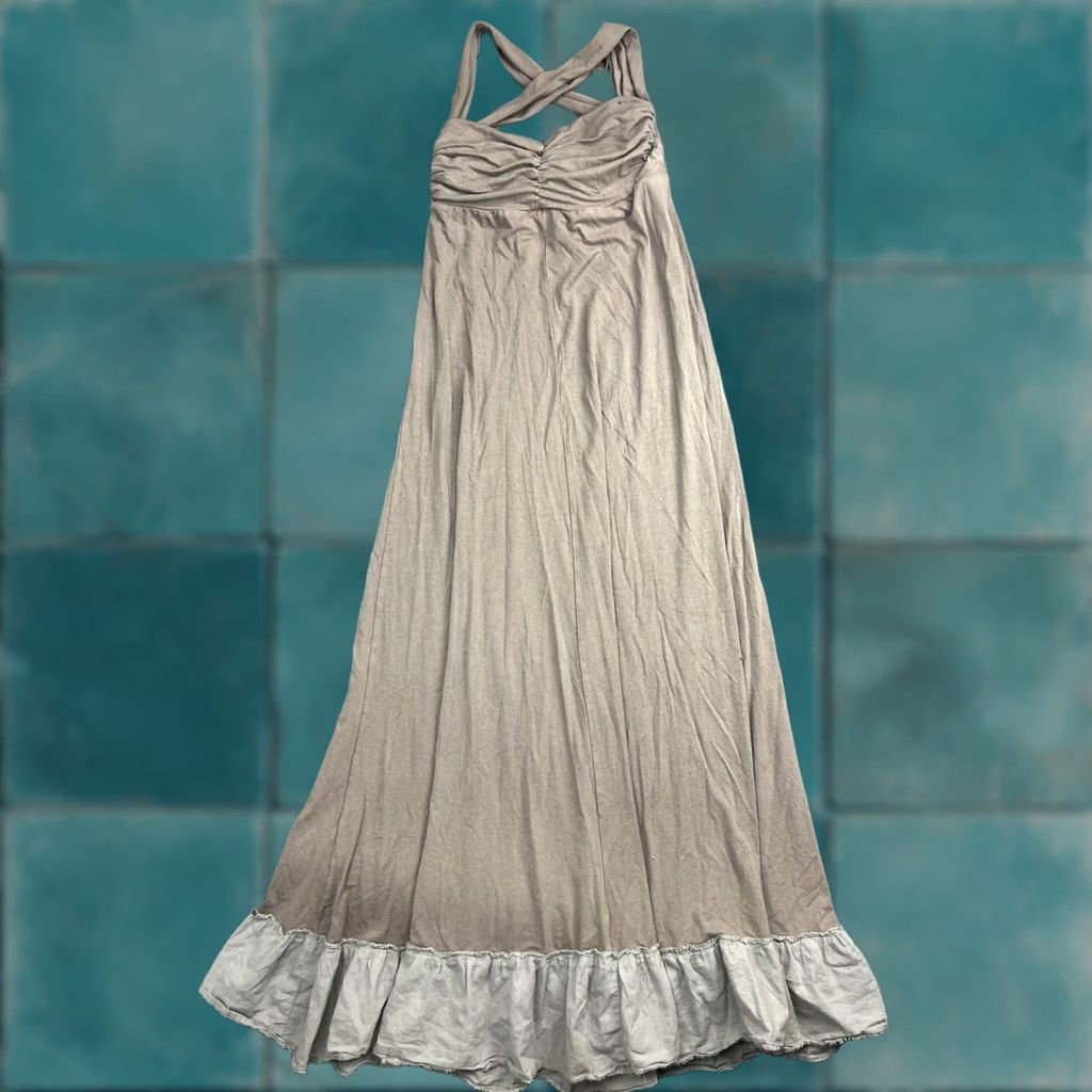 Vintage Love From Ya-Ya Dress Women's M Brown Sleeveless Ruched Maxi Straps Ruffle Size M / US 6-8 / IT 42-44 - 1 Thumbnail