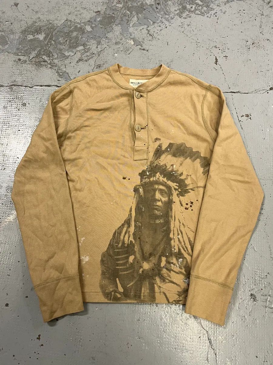 Polo Ralph Lauren 2010s Ralph Lauren Native American Chief Beige Henley Sweater Size US M / EU 48-50 / 2 - 4 Thumbnail