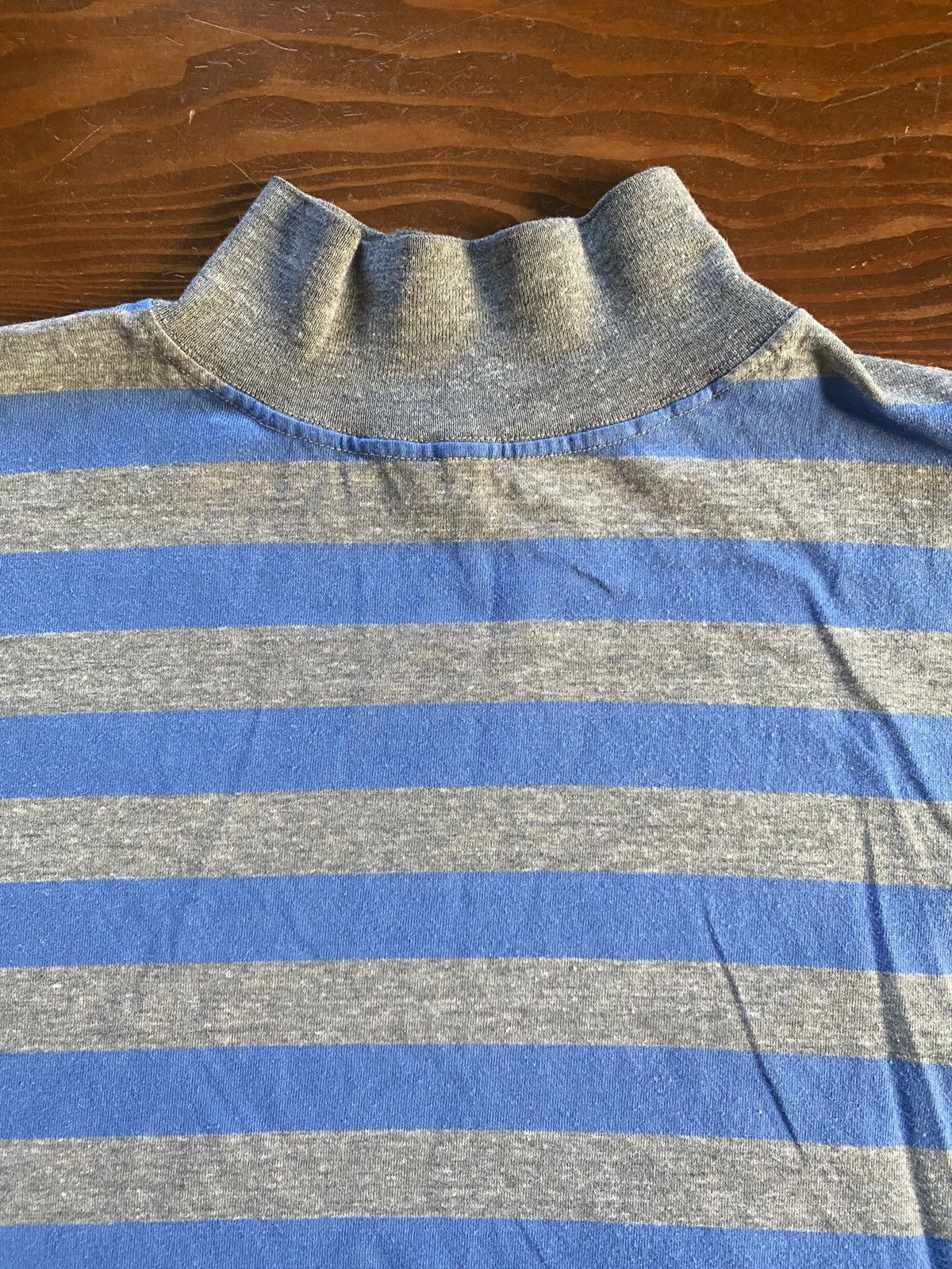 Vintage Vintage Blue & Grey Single Stitch Mock Neck Long Sleeve Tee Size US M / EU 48-50 / 2 - 4 Thumbnail