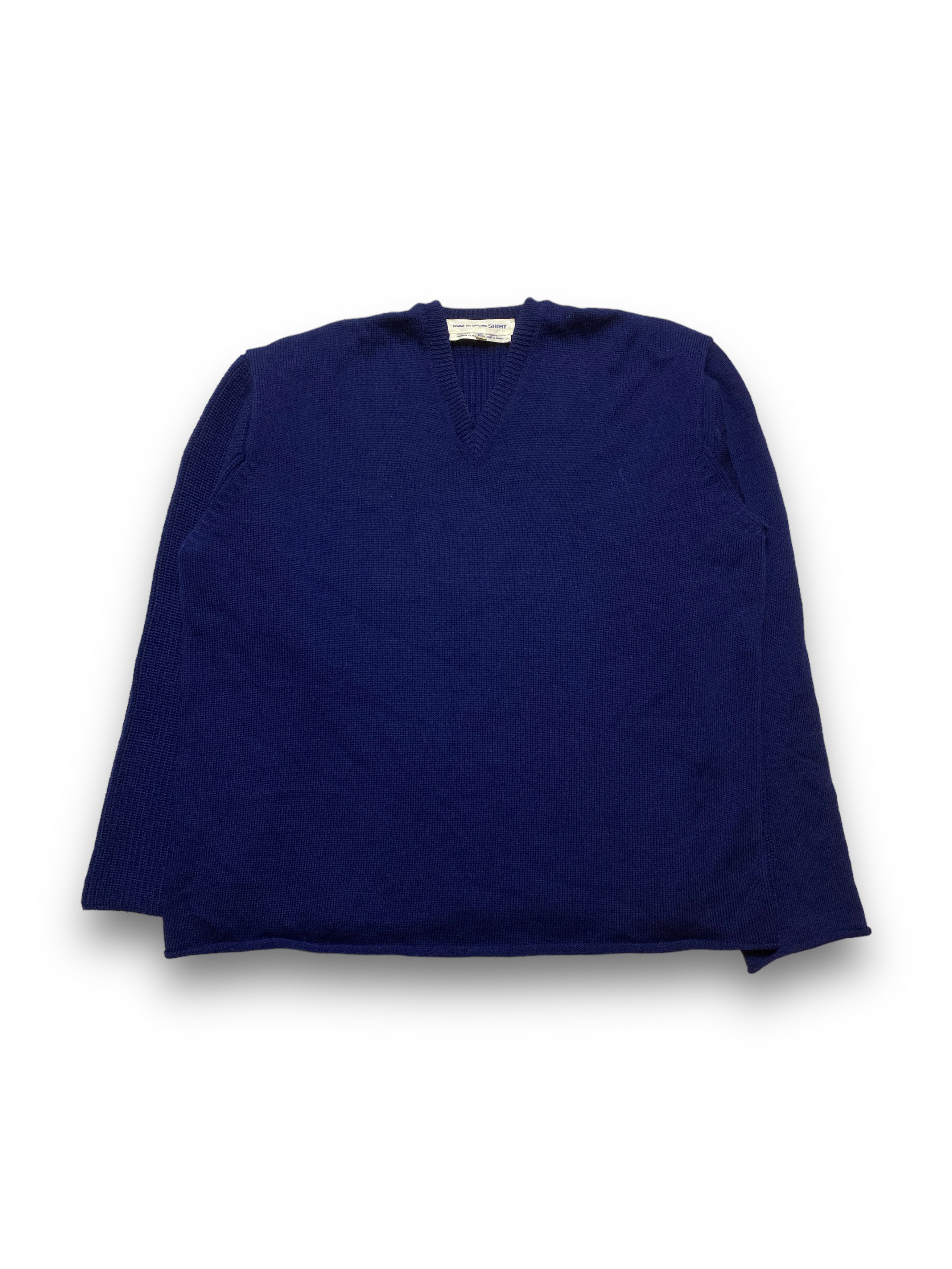 Comme des Garcons × Designer Comme Des Garcons CDG navy wool knitted sweater luxury Size US XL / EU 56 / 4 - 1 Thumbnail
