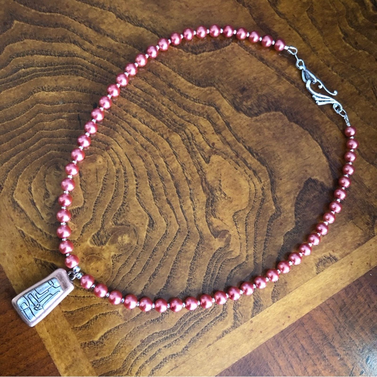 Handmade Handcrafted repurpose petroglyph style Pearl necklace Size ONE SIZE - 10 Thumbnail