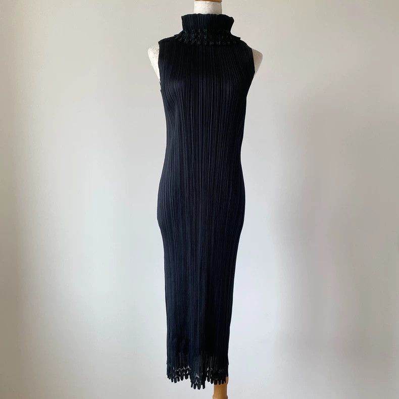 Issey Miyake Issey Miyake Black hollowed-out cheongsam dress Size L / US 10 / IT 46 - 1 Thumbnail