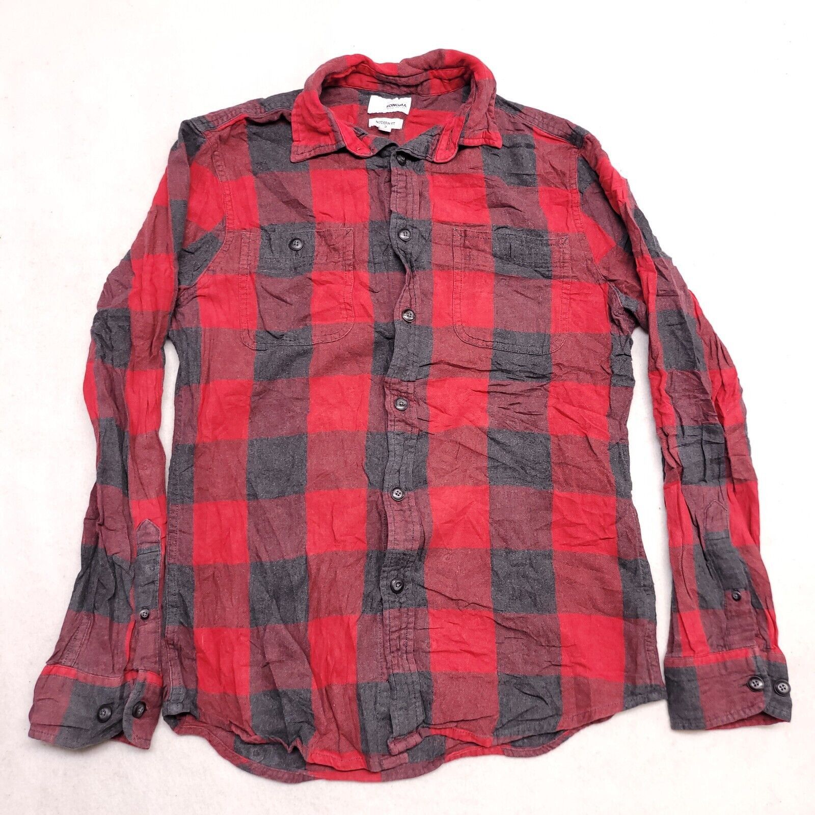 Sonoma Sonoma Buffalo Check Flannel Shirt Mens Size Small Red Black Size US S / EU 44-46 / 1 - 2 Thumbnail
