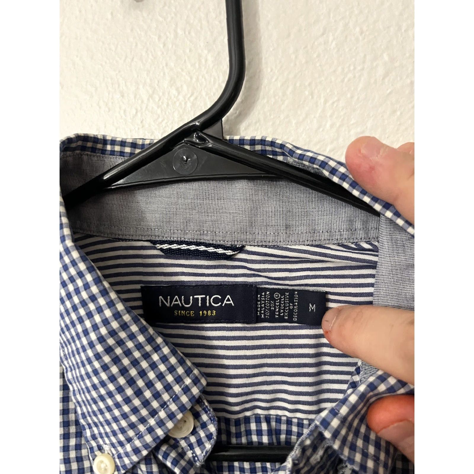 Nautica Nautica Button-Up Shirt Medium Blue Gingham Plaid Collared Mens Size US M / EU 48-50 / 2 - 3 Thumbnail