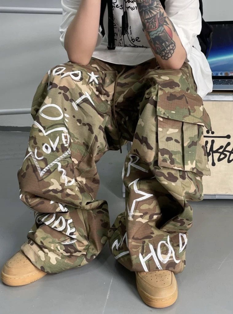 Japanese Brand × Vintage Utility grunge y2k graffiti camouflage camo cargo pants Size US 33 - 4 Thumbnail