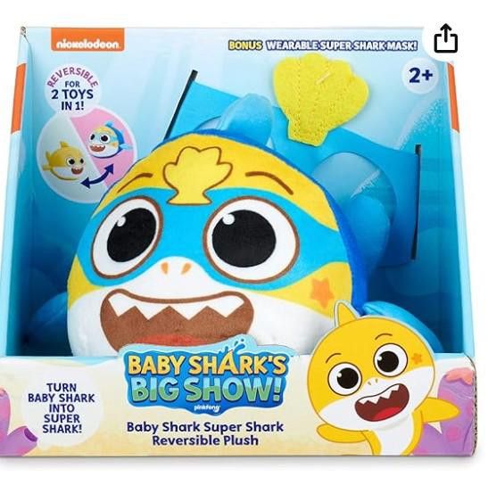 Designer Baby Shark plush - Reverse to turn into Super Shark glasses! Size ONE SIZE - 5 Thumbnail
