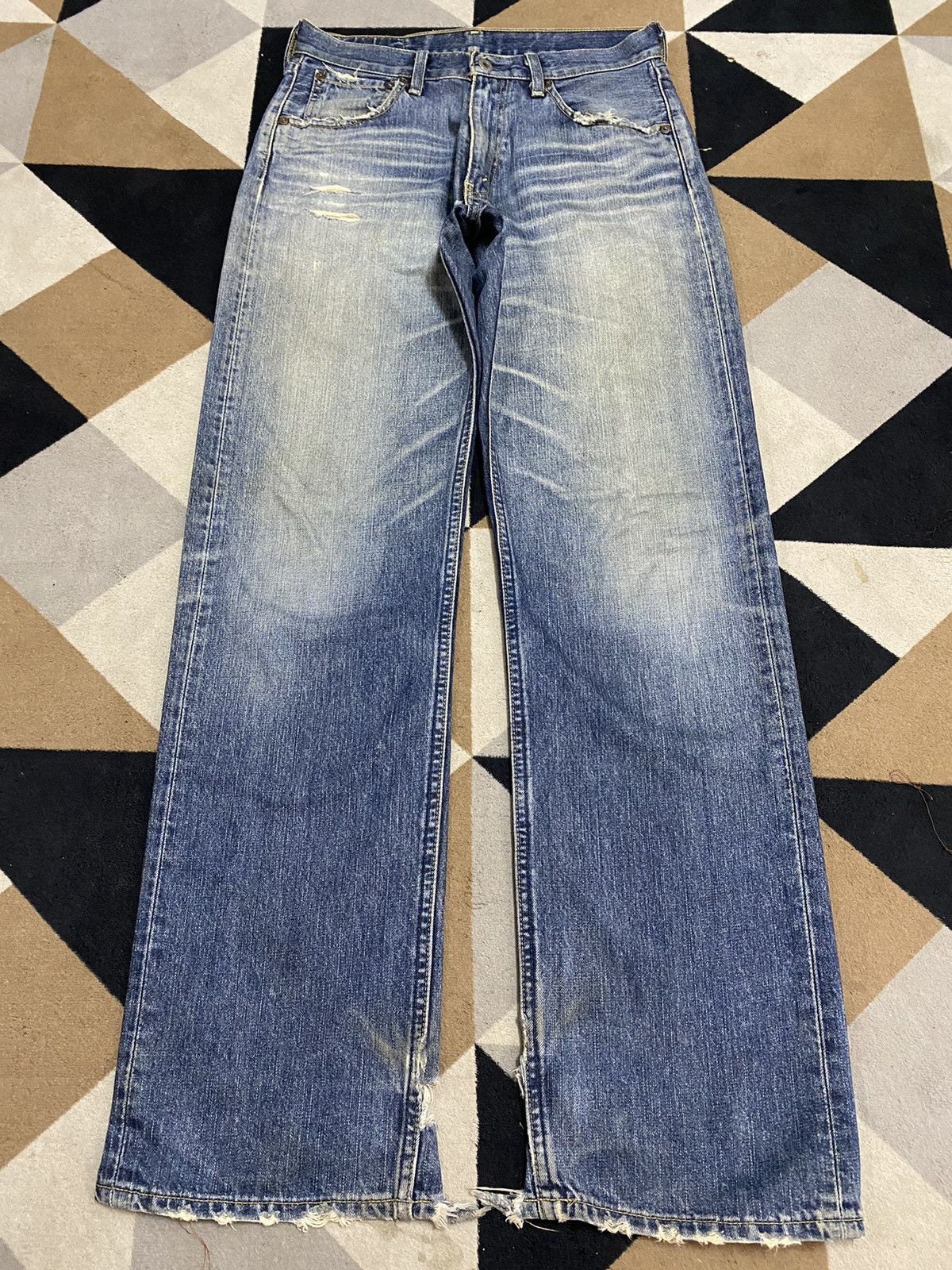Levi's Vintage Clothing Vintage Levis 503 Blue Wash Trash Distressed Jeans Size US 30 / EU 46 - 1 Thumbnail