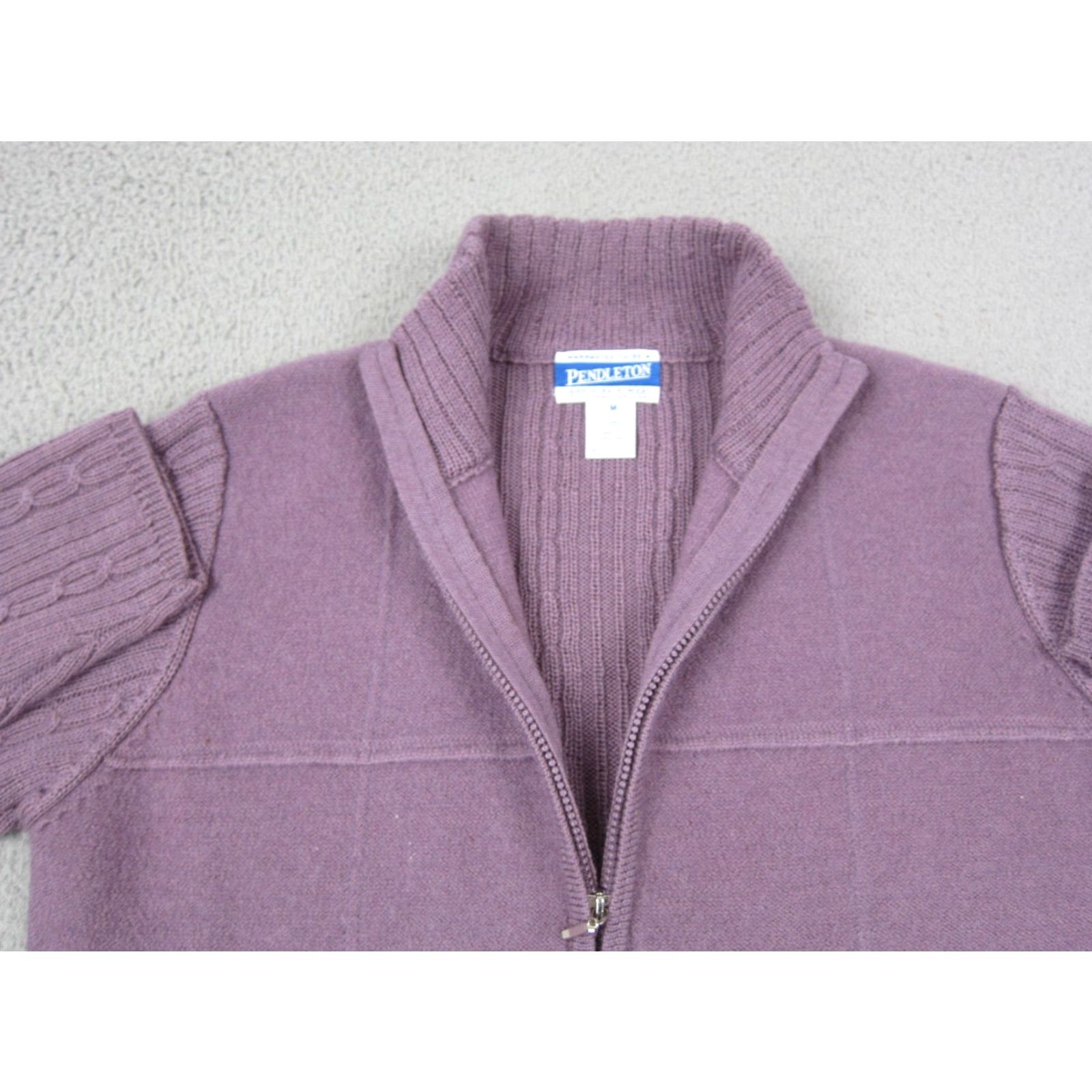 Pendleton VINTAGE Pendleton Cardigan Womens M Purple Wool Knit Sweater Full Zip 80s 90s City Classic Size M / US 6-8 / IT 42-44 - 5 Thumbnail