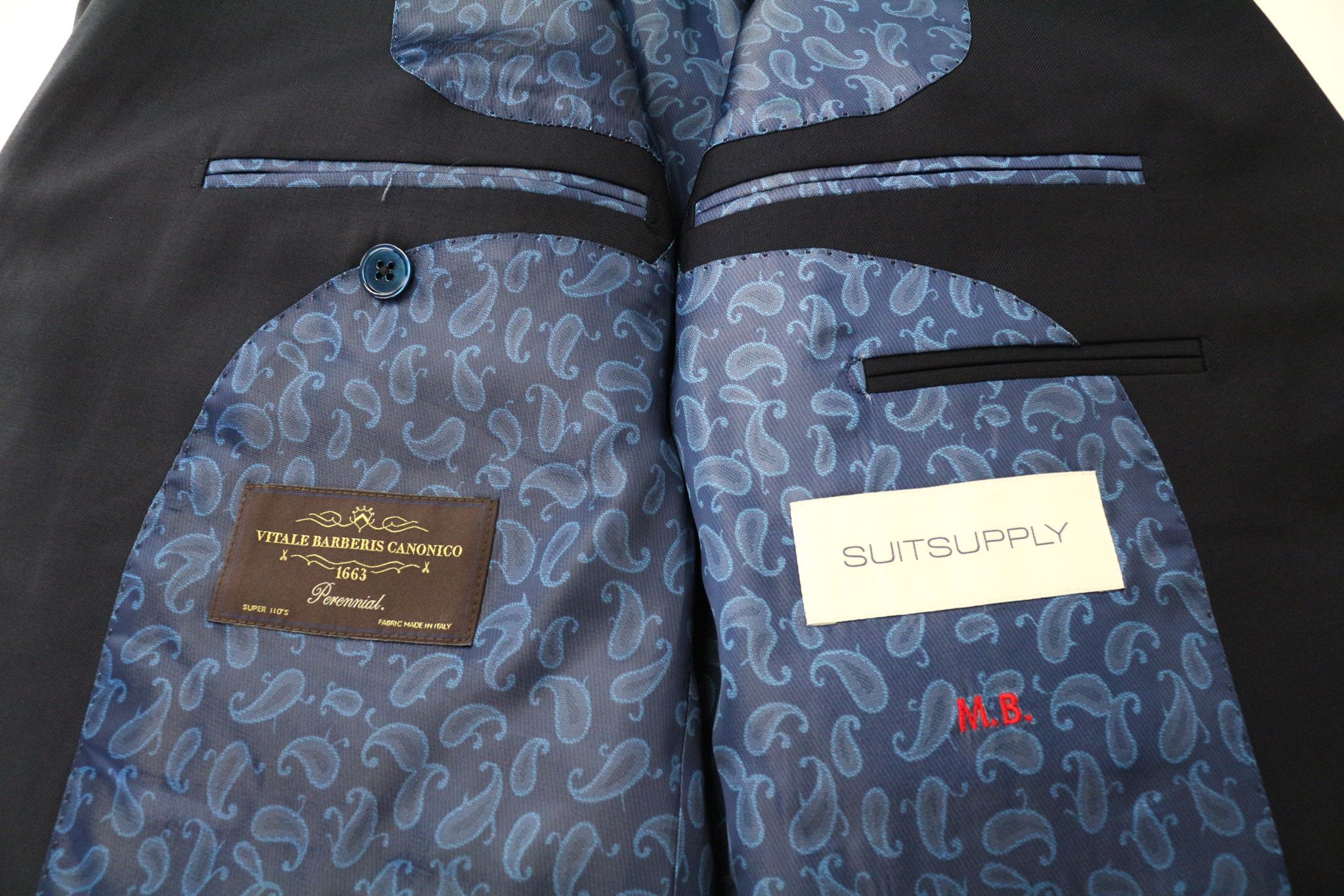 Suitsupply LA SPALLA UK40S Navy Blue Wool 3 Piece Suit 75515 Size 40S - 8 Thumbnail