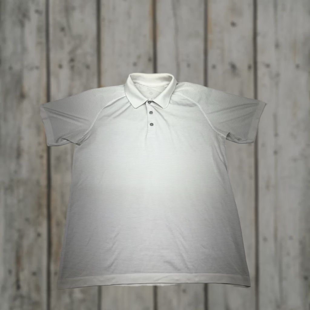 Lululemon Lululemon Metal Vent Tech Polo White Striped Shirt L Mens Golf Athletic Performance Polo Lightweight Breathable Size US L / EU 52-54 / 3 - 1 Thumbnail