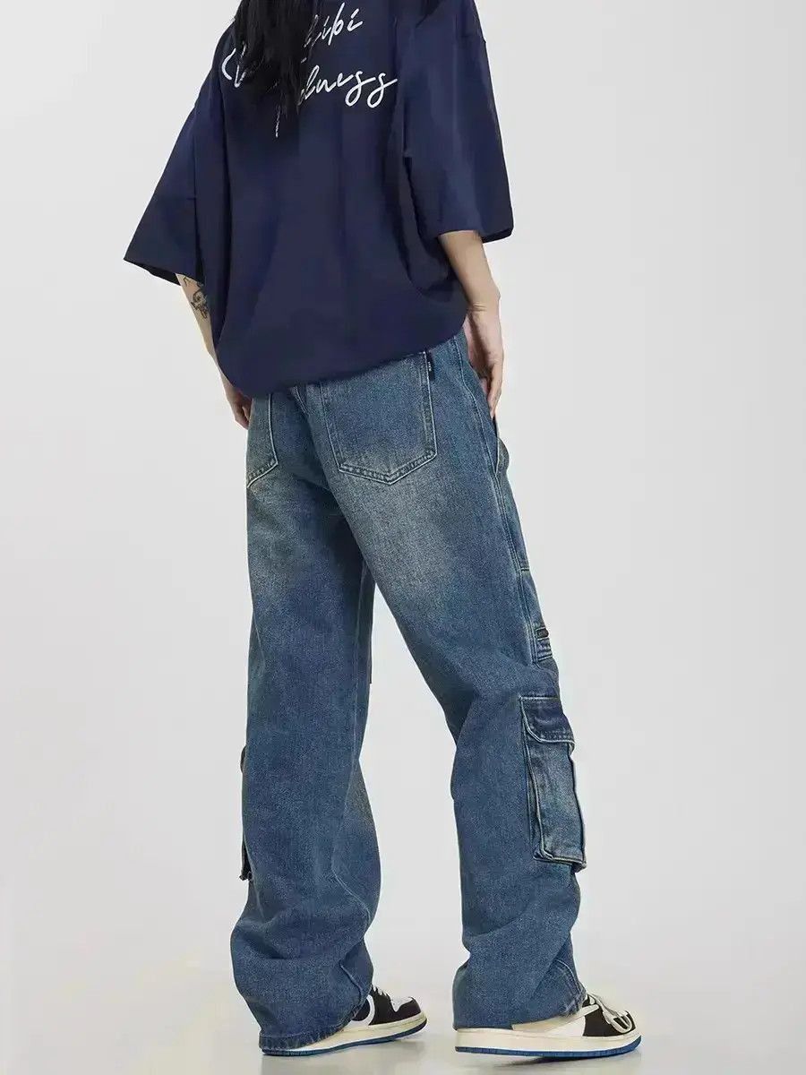 Japanese Brand Retro washed multi pocket straight leg jeans Size US 32 / EU 48 - 5 Thumbnail