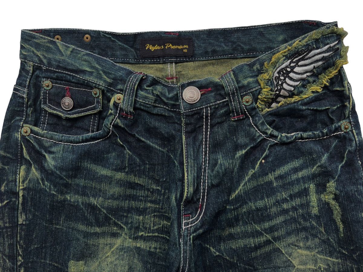 Other 🔥 Rare Nylaus Premium Wings Punk Denim Faded Jeans 33x28 Size US 33 - 6 Thumbnail