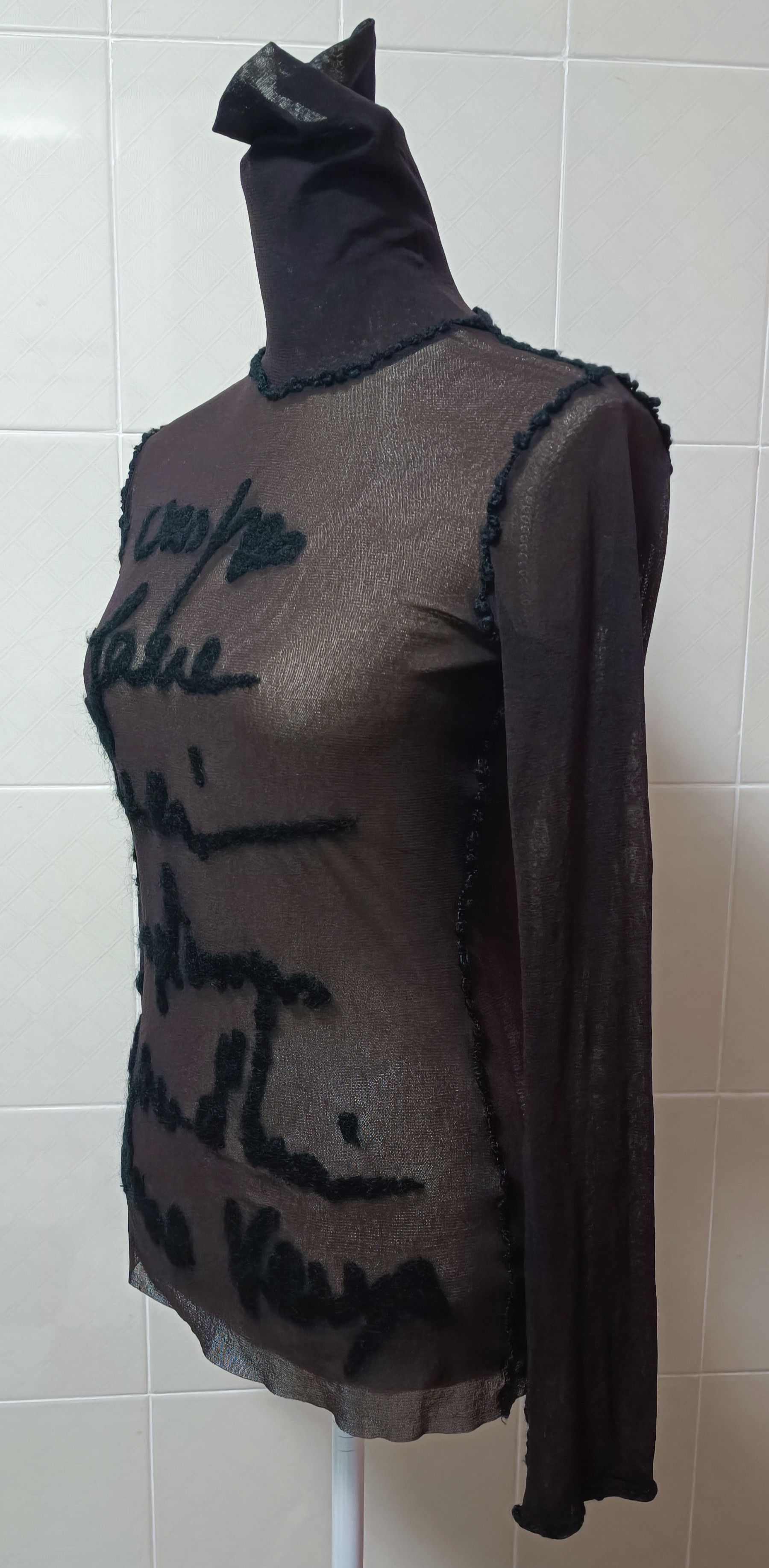 Jean Paul Gaultier Fall2001 - Iconic wool word top Size L / US 10 / IT 46 - 2 Thumbnail