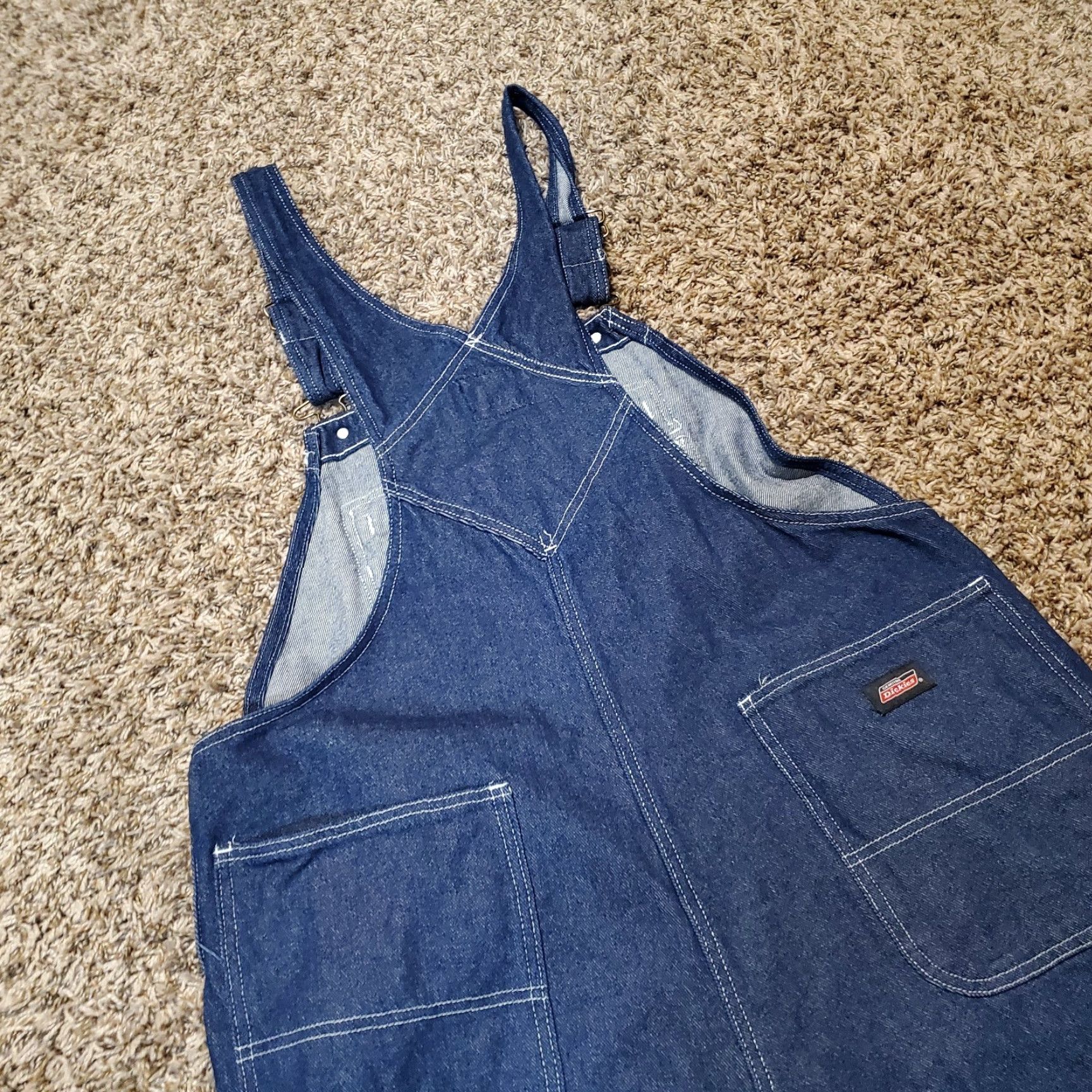 Dickies VINTAGE Dickies Overalls Mens Large Blue Denim Bib Carpenter Workwear Farm Trucker Dark Size US 33 - 7 Thumbnail