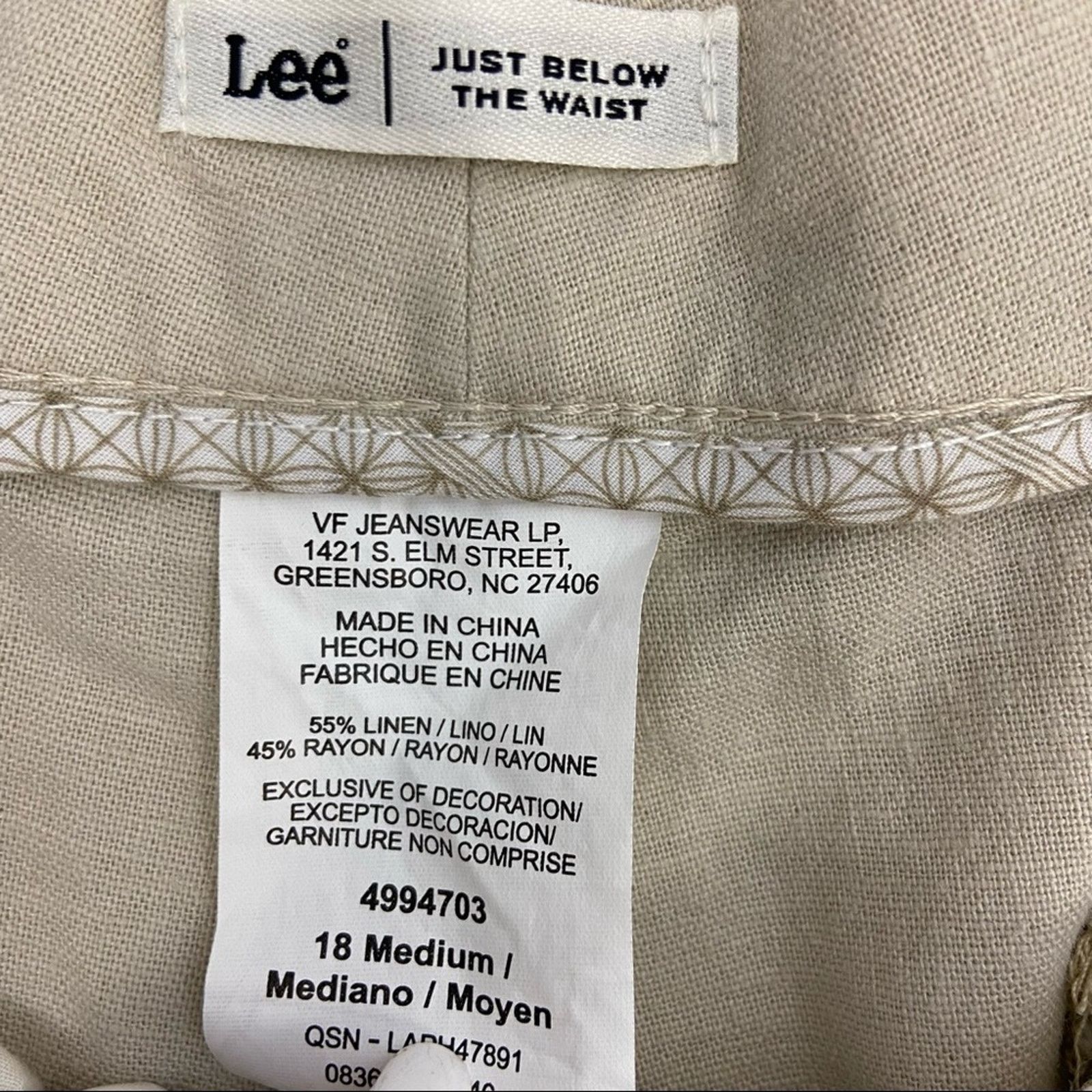 Lee NWT New Lee Womens 18 Medium Linen Wide Leg Capri Pants Size 40" / US 18 - 3 Thumbnail