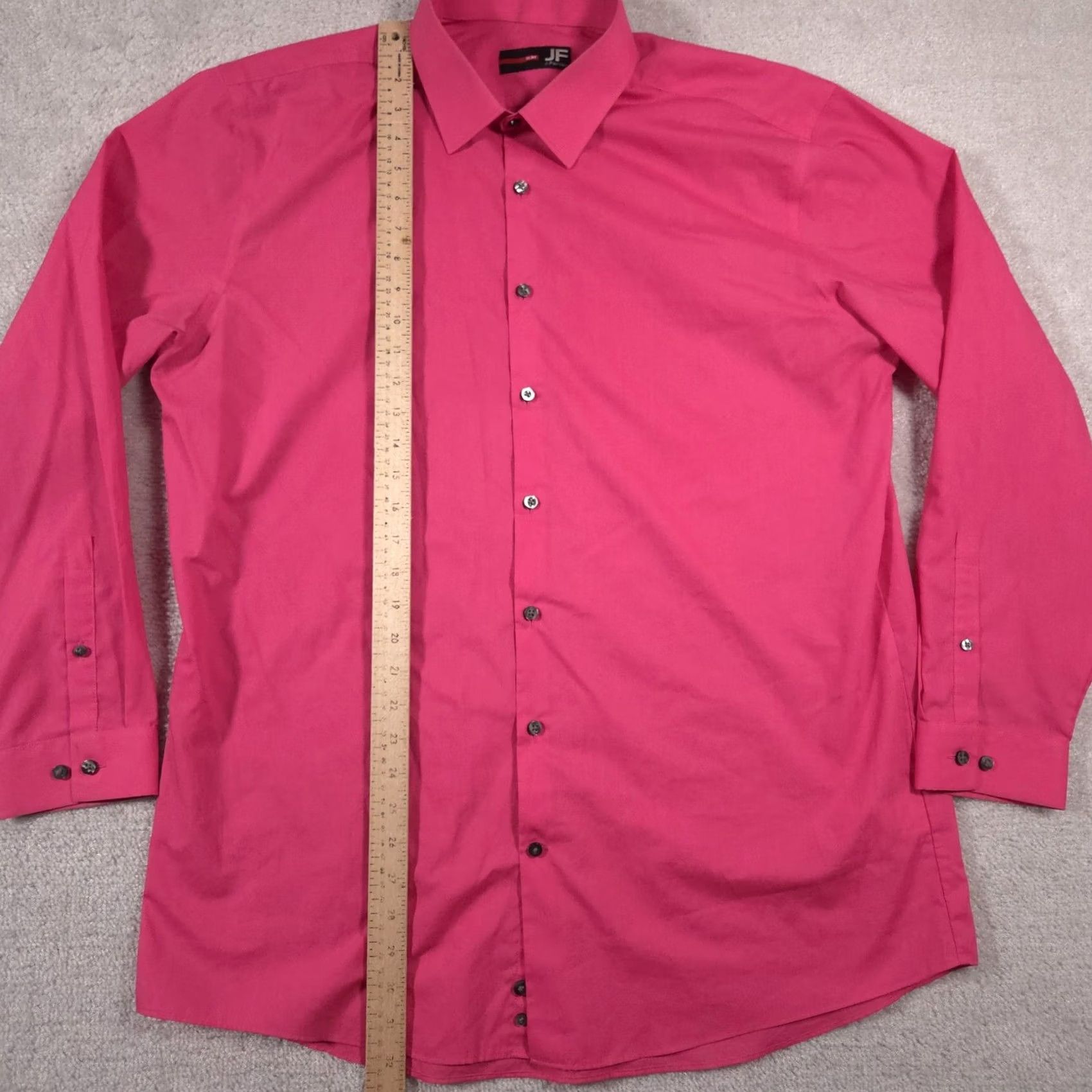Vintage J Ferrar Shirt Mens XL Pink Slim Fit Button Down Long Sleeve Dress Shirt Modern Size 46R - 7 Thumbnail