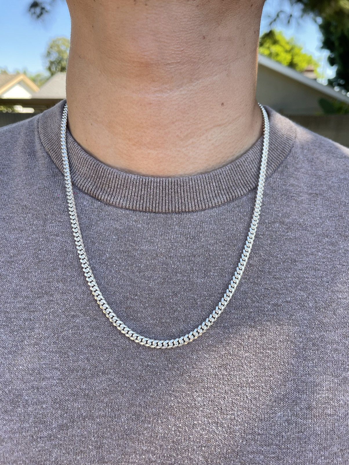 Sterling Silver Silver Miami Cuban Link Chain 24” Size ONE SIZE - 6 Thumbnail