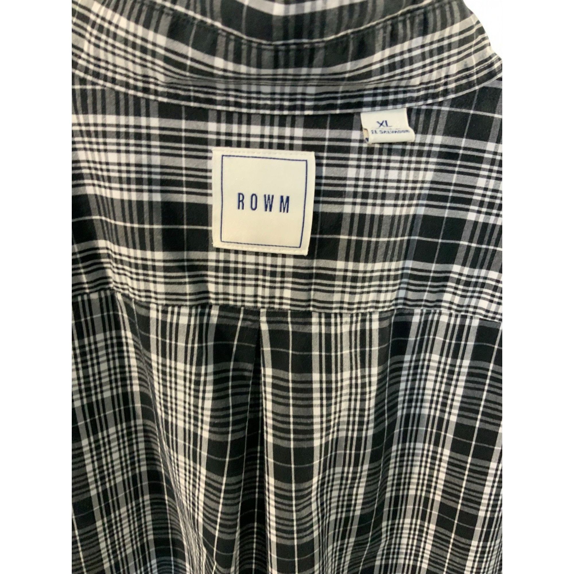 Designer Rowm Black White Plaid Button Up Long Sleeve Shirt XL Size US XL / EU 56 / 4 - 5 Thumbnail