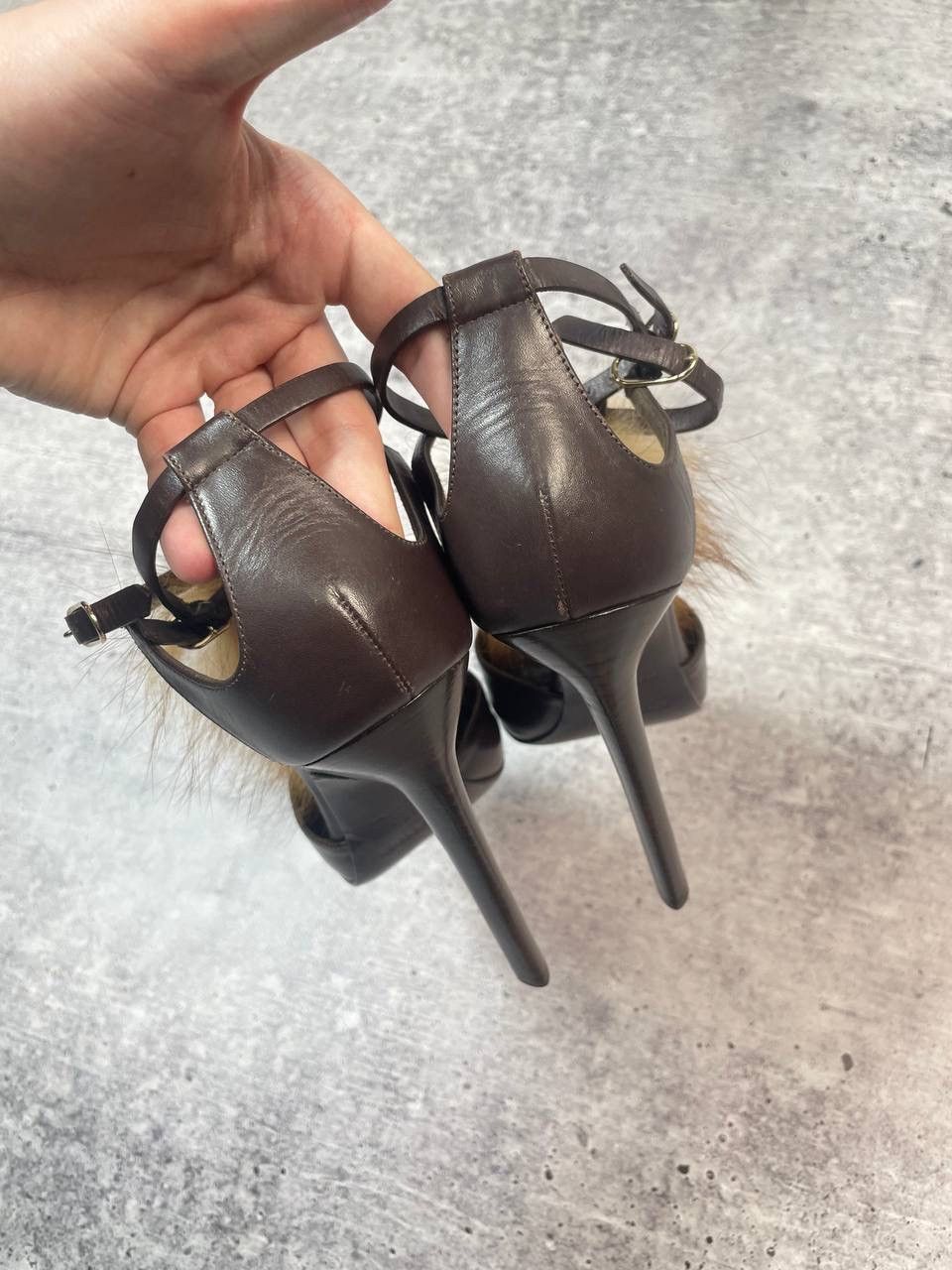 Roberto Cavalli Vintage 00s Roberto Cavalli Fur Brown High Heels Sandal Y2K Size US 8.5 / IT 38.5 - 4 Thumbnail