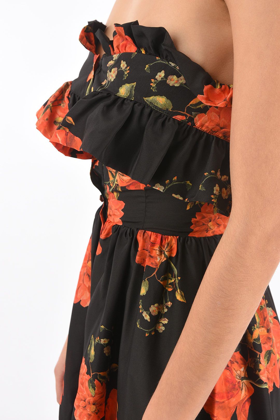 Philipp Plein og1mm0824 Floral-Print Silk Neckline Strapless Dress Size XS / US 0-2 / IT 36-38 - 3 Thumbnail