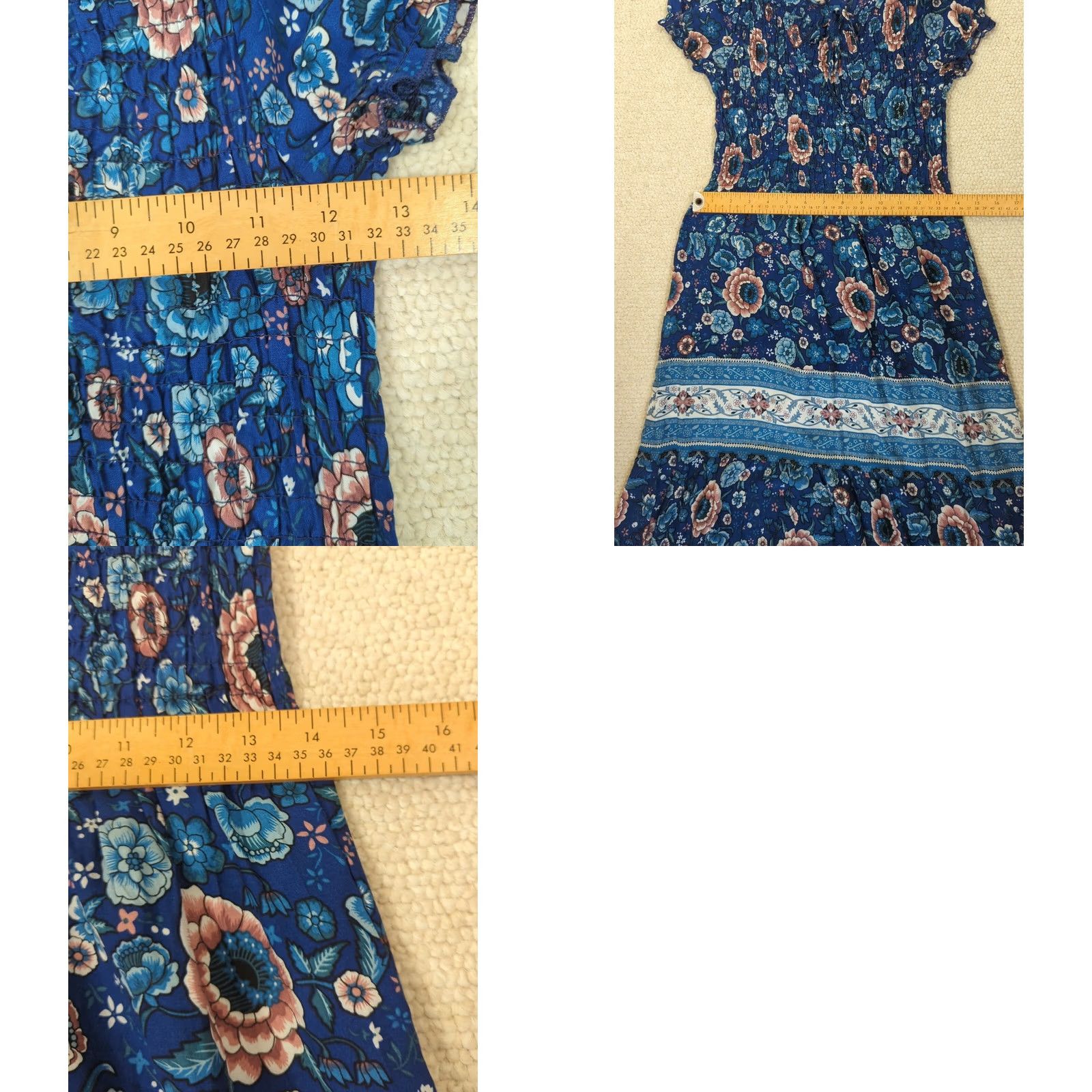 Vintage Kindred Maxi Dress S Blue Floral Smocked Puff Sleeve Square Neck Pulloverempire Waist Boho 60s 70s 80s 90s Beach Holiday Wedding Spring Summer Women Size S / US 4 / IT 40 - 9 Thumbnail