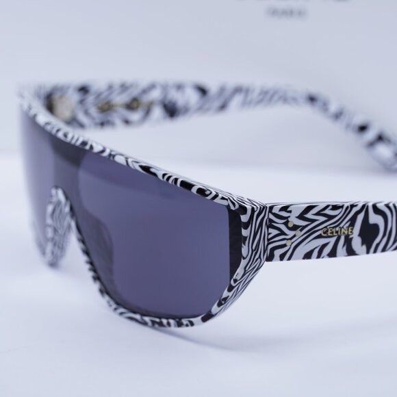 Celine Celine CL40195I 04A Sunglasses Zebra Shield Frame Size ONE SIZE - 7 Thumbnail