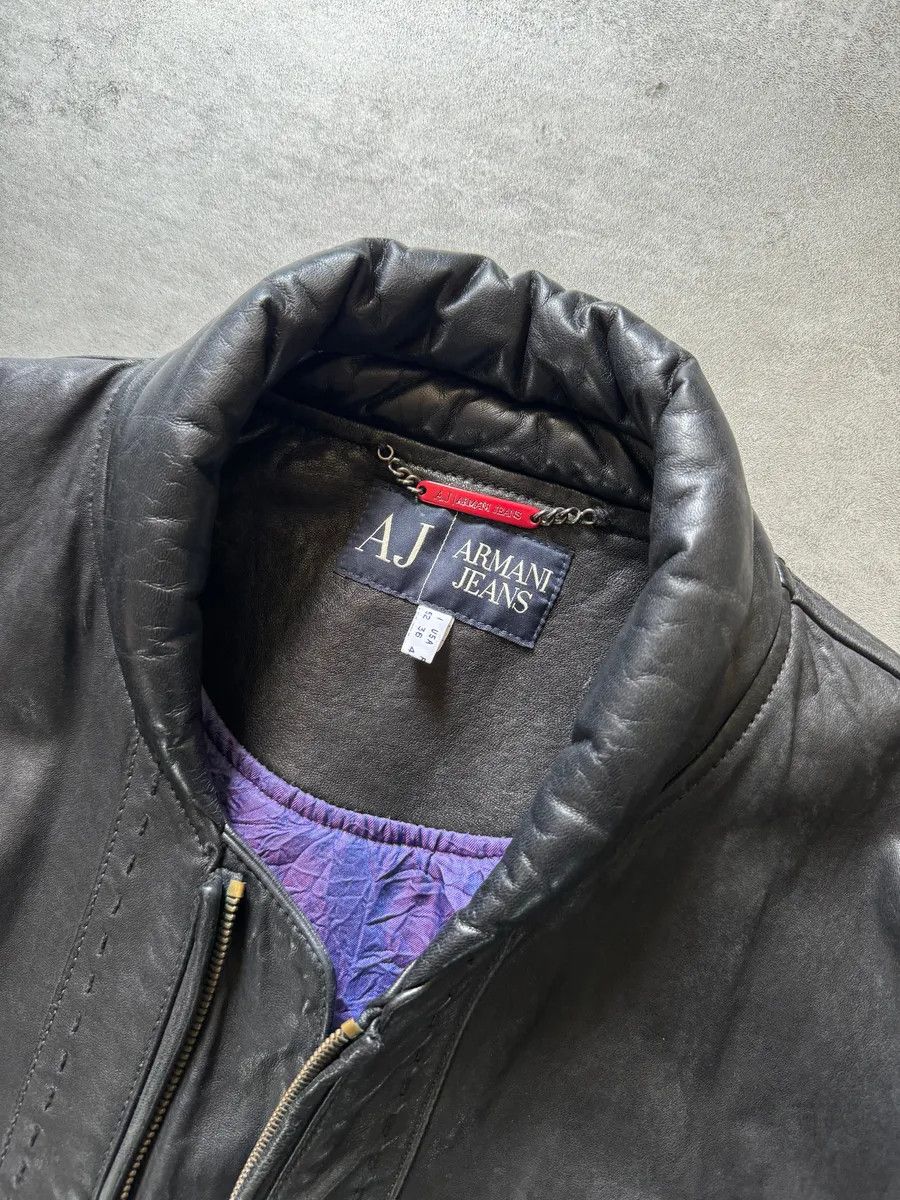 Armani 1990s Armani Shawl Bomber Leather Jacket Size US M / EU 48-50 / 2 - 7 Thumbnail