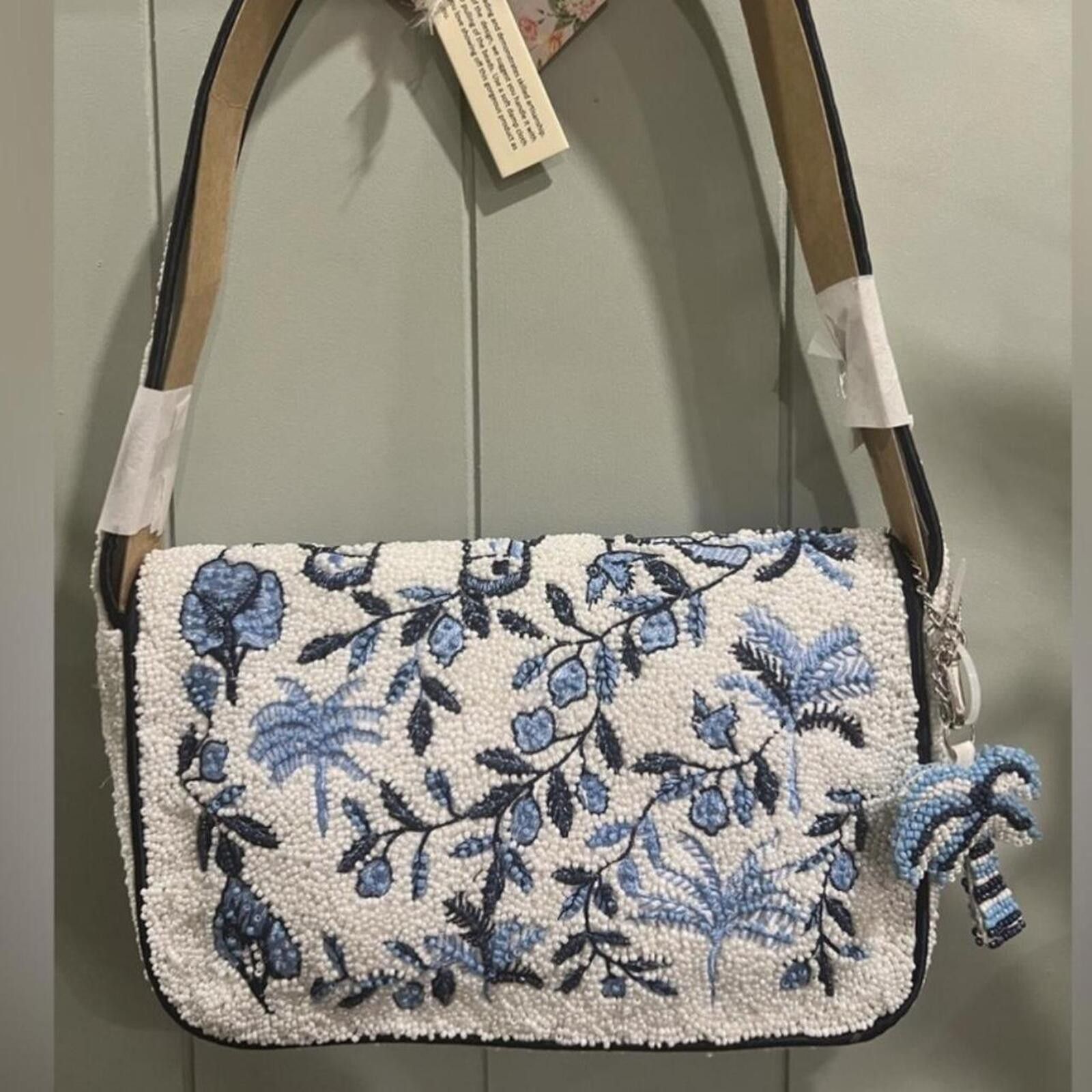 Marsell TikTok Viral Toile Greece Blue & White Beaded Bag Size ONE SIZE - 3 Thumbnail