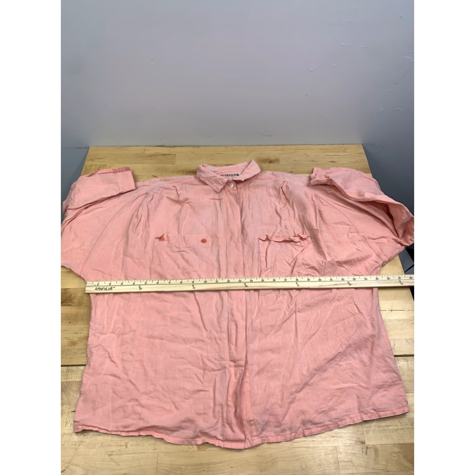 Vintage VINTAGE Casey & Usd Shirt Women M Pink Long Sleeve Button-Up Linen Blend Oversize 12865 Size M / US 6-8 / IT 42-44 - 5 Thumbnail