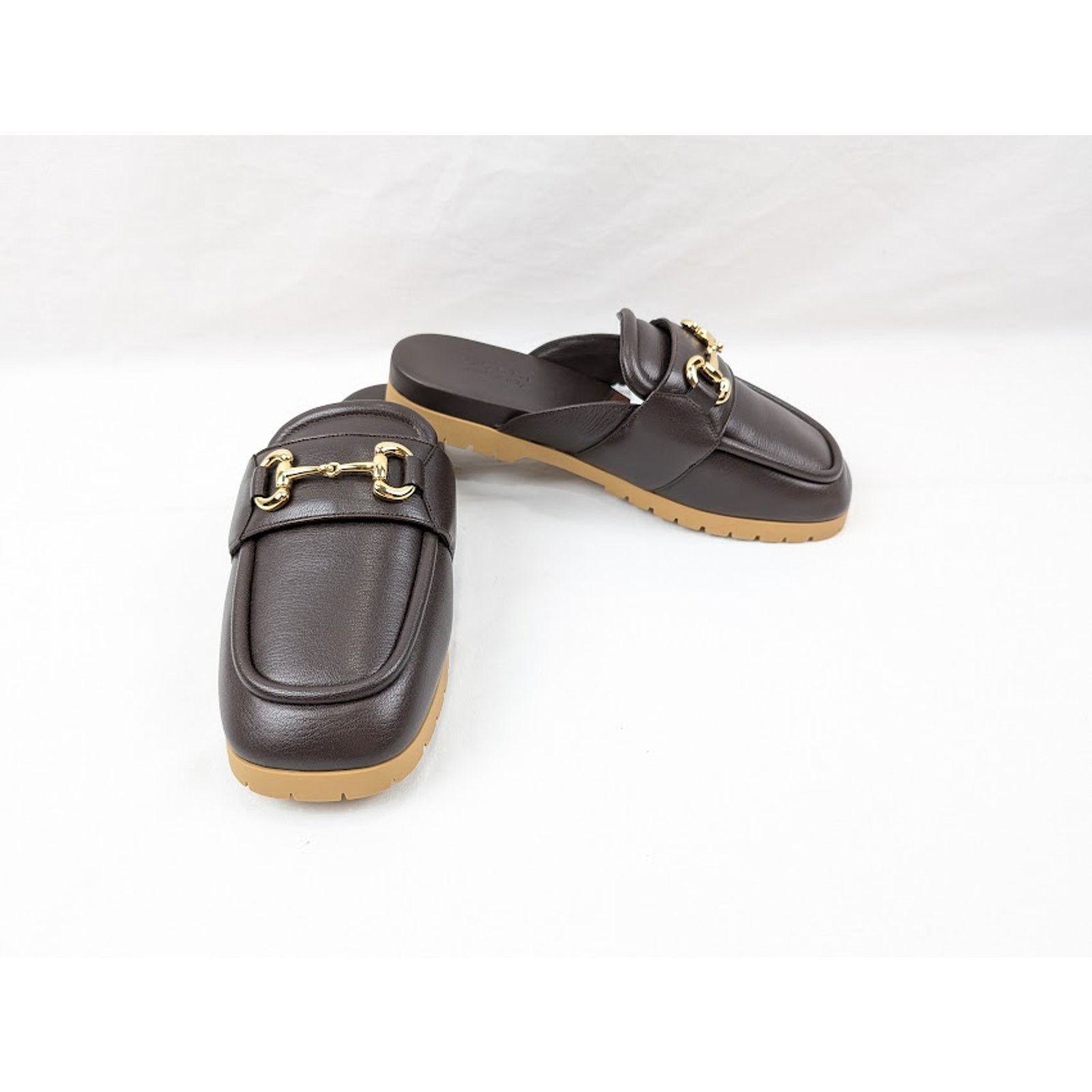 Gucci o1rshd1 Horsebit Open Back Loafers in Brown Size US 10 / EU 43 - 13 Thumbnail