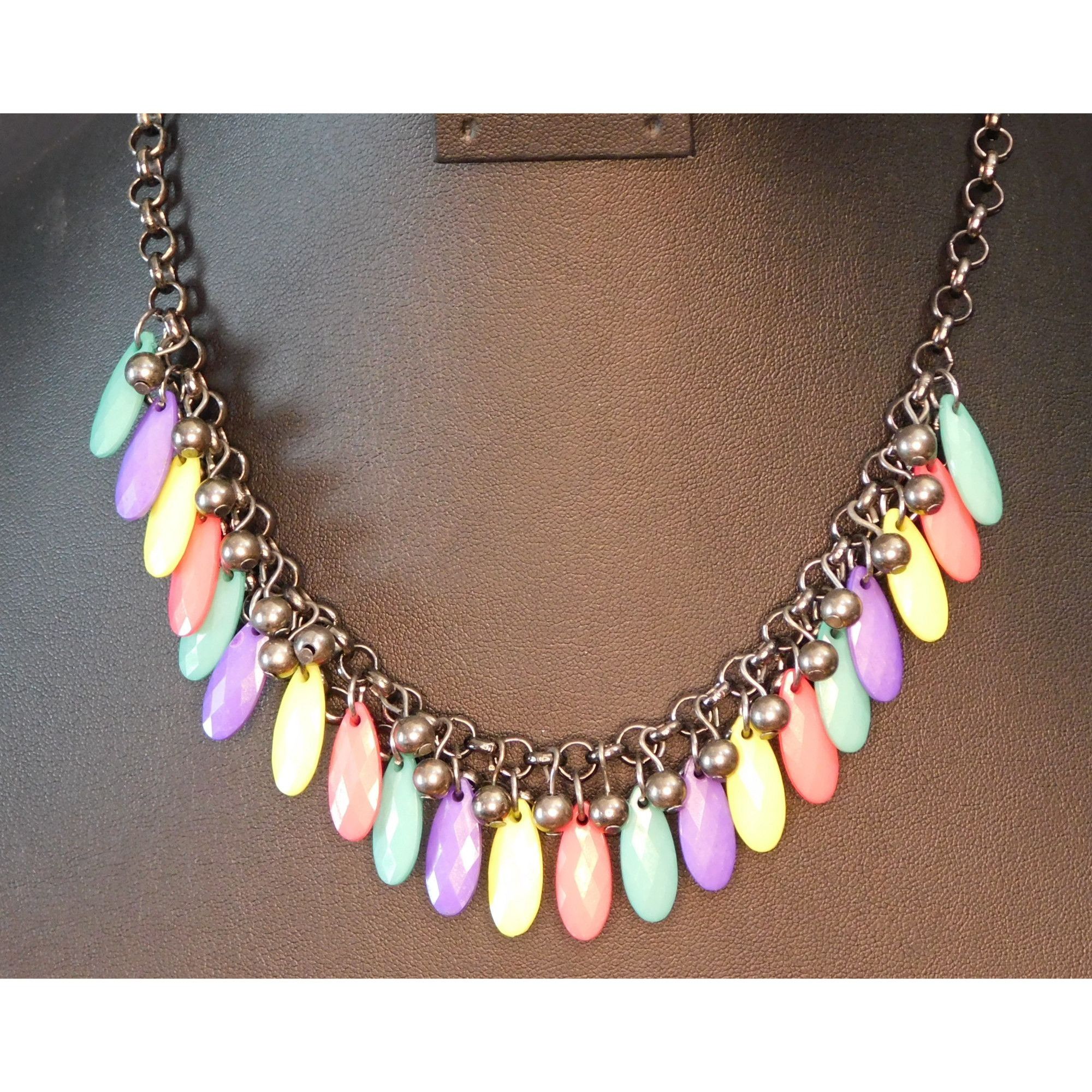 Other Vintage 80s Rainbow Fringe Beaded Necklace Size ONE SIZE - 3 Thumbnail