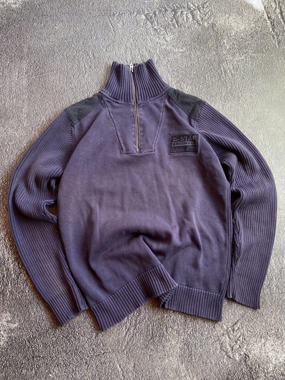 Pre-owned G Star Raw X Vintage G Star Raw 1/3 Zip Distressed Faded Sweater In Violet